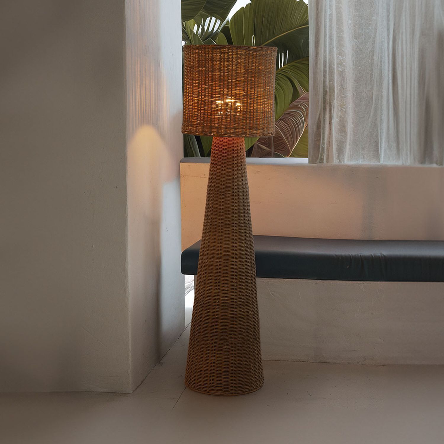 fußbodenlampe, geflochtenes wicker, rattan lampe, tischlampe, wohnkultur