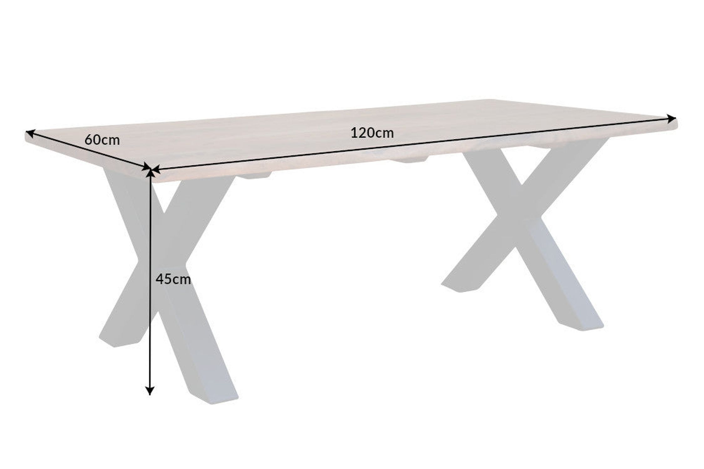 Couchtisch 120 x 60 cm Baumkante x -Beine Industrial Moebel, Tabelle, Schreibtisch, Esstisch, Kaffeetisch
