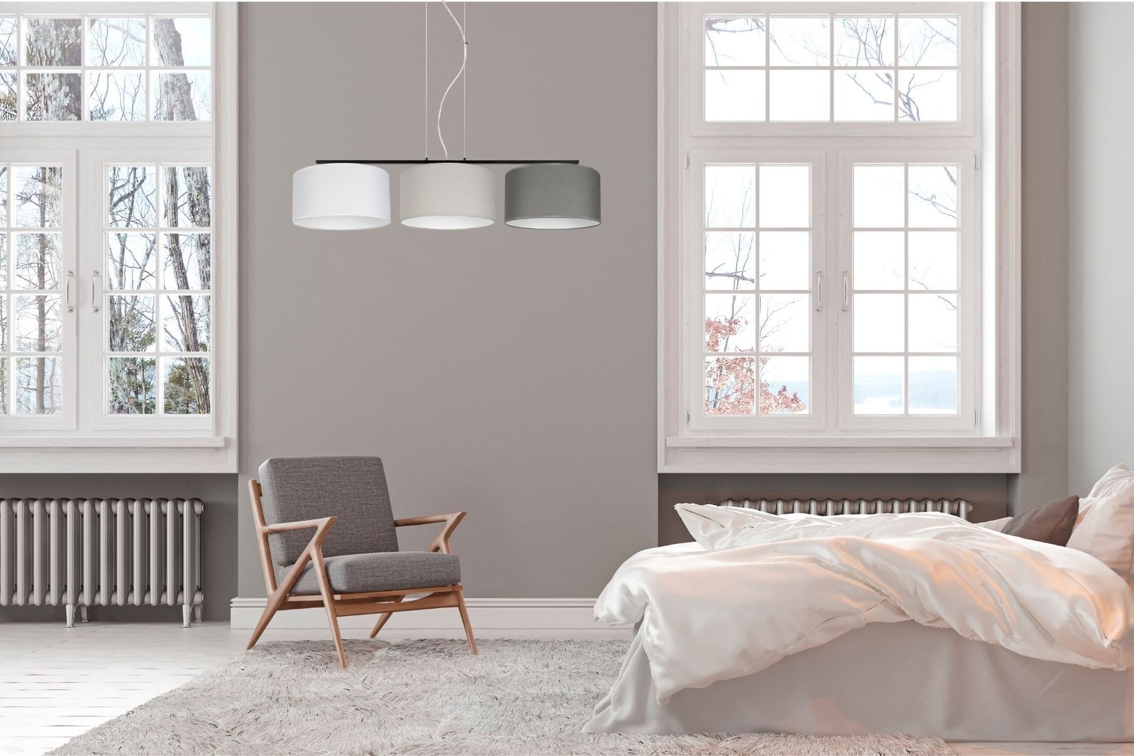 Schlafzimmer, Bett, Stuhl, Lampe, Wohnzimmer-Design