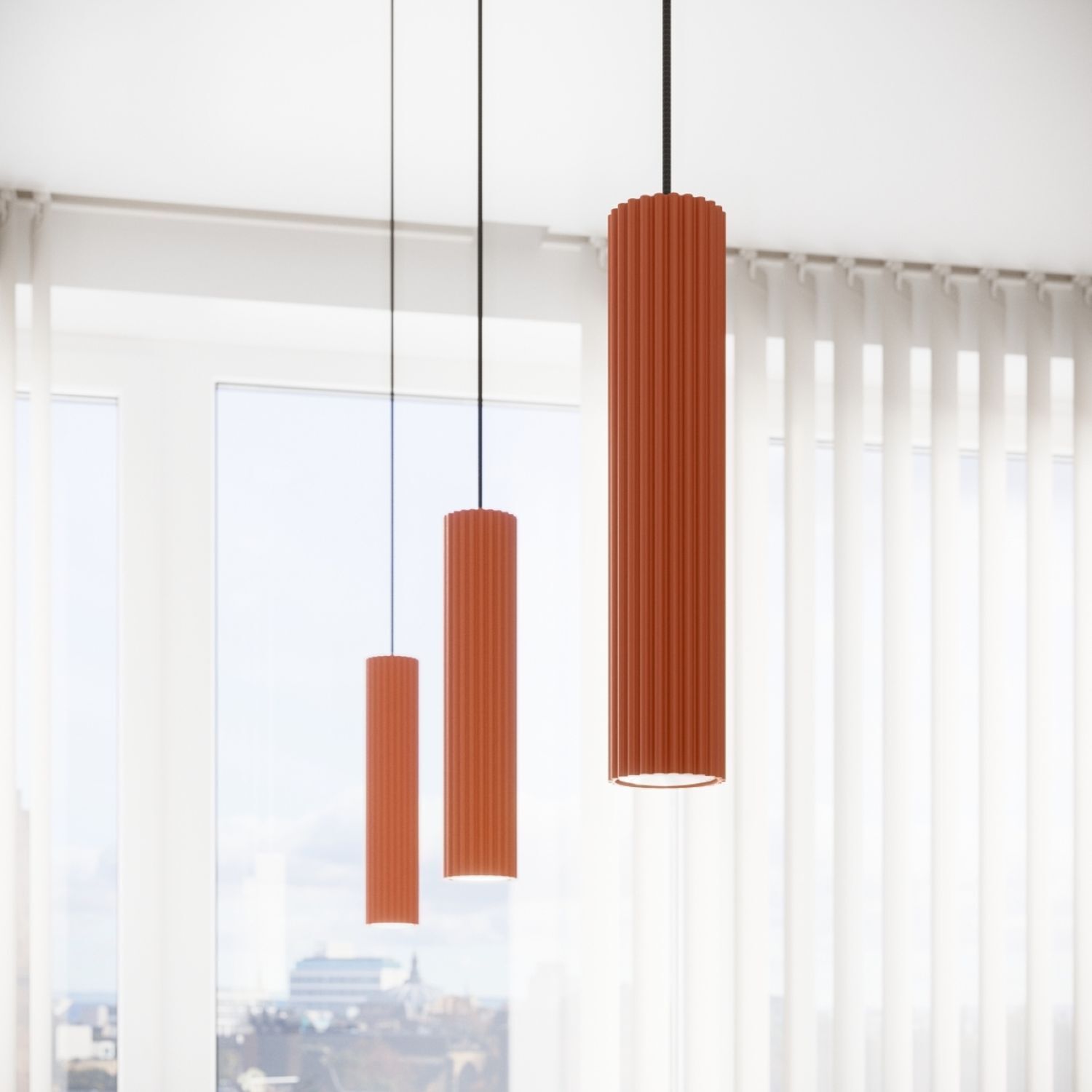 Hängelampe Rot schmal Ø 8 cm H: max. 118 cm GU10
