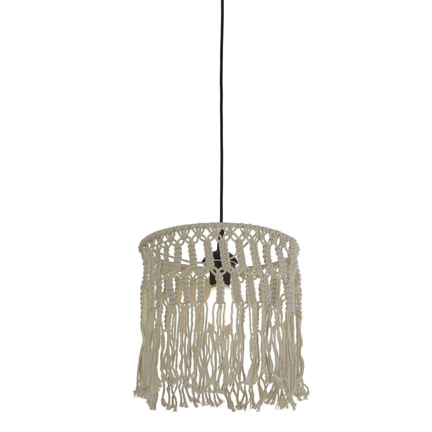 Pendelleuchte Boho Seil Ø 31,5 cm Weiß Natur E27 DANNY