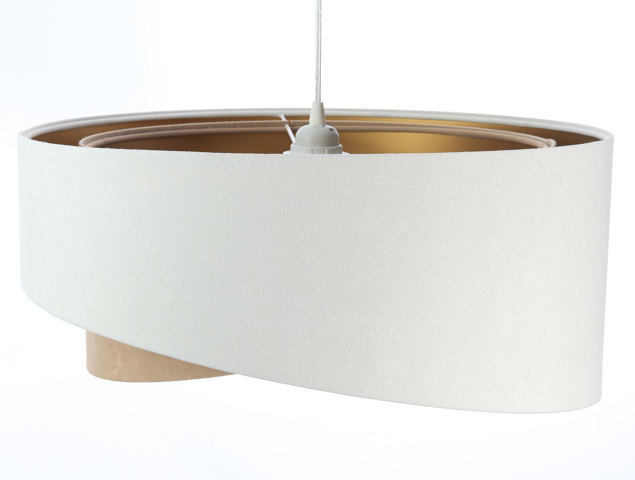 Hängeleuchte Stoff E27 rund Ø 50 cm in Weiß Beige Gold