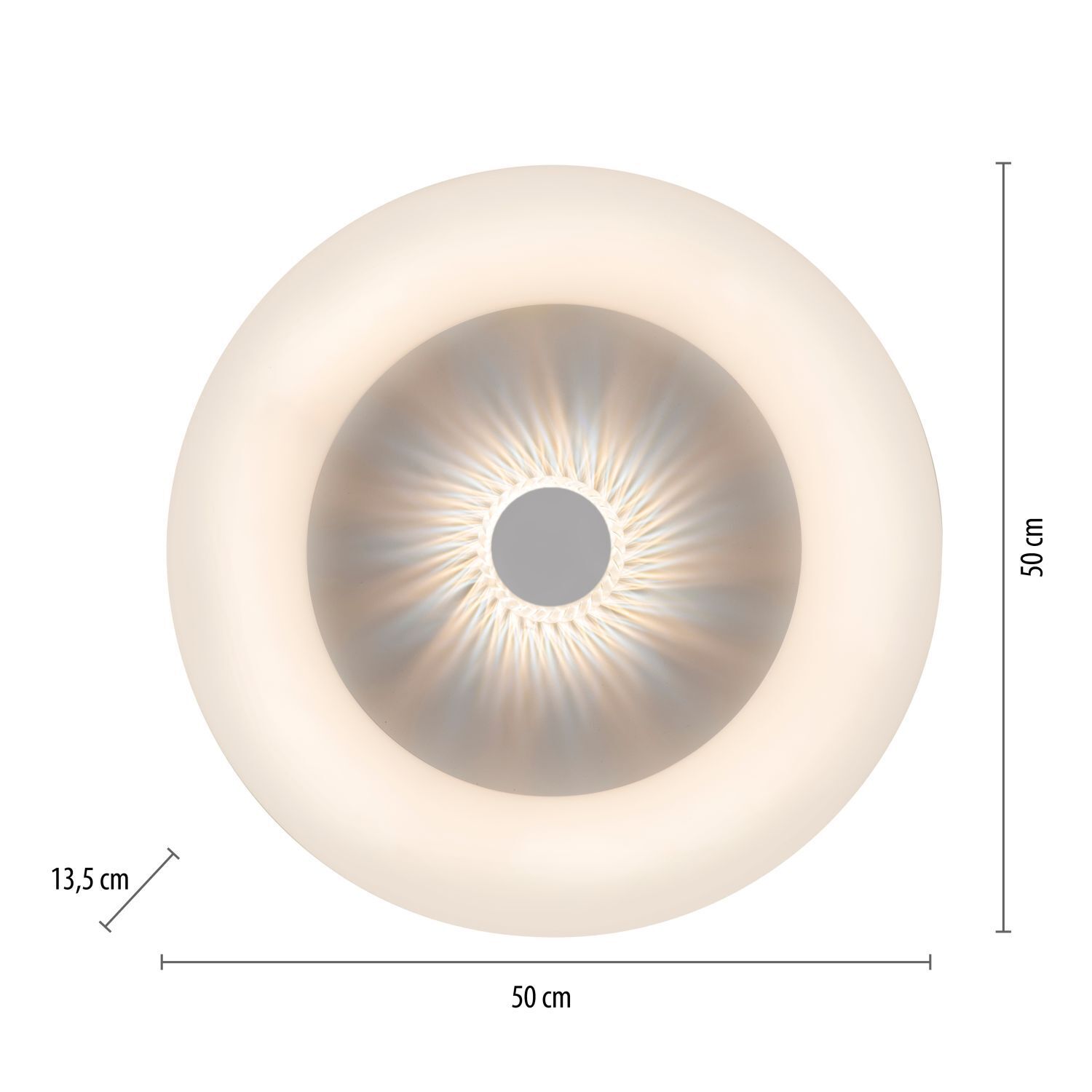 Weiße LED Deckenlampe mit Dimmer Fernbedienung Ø50 cm