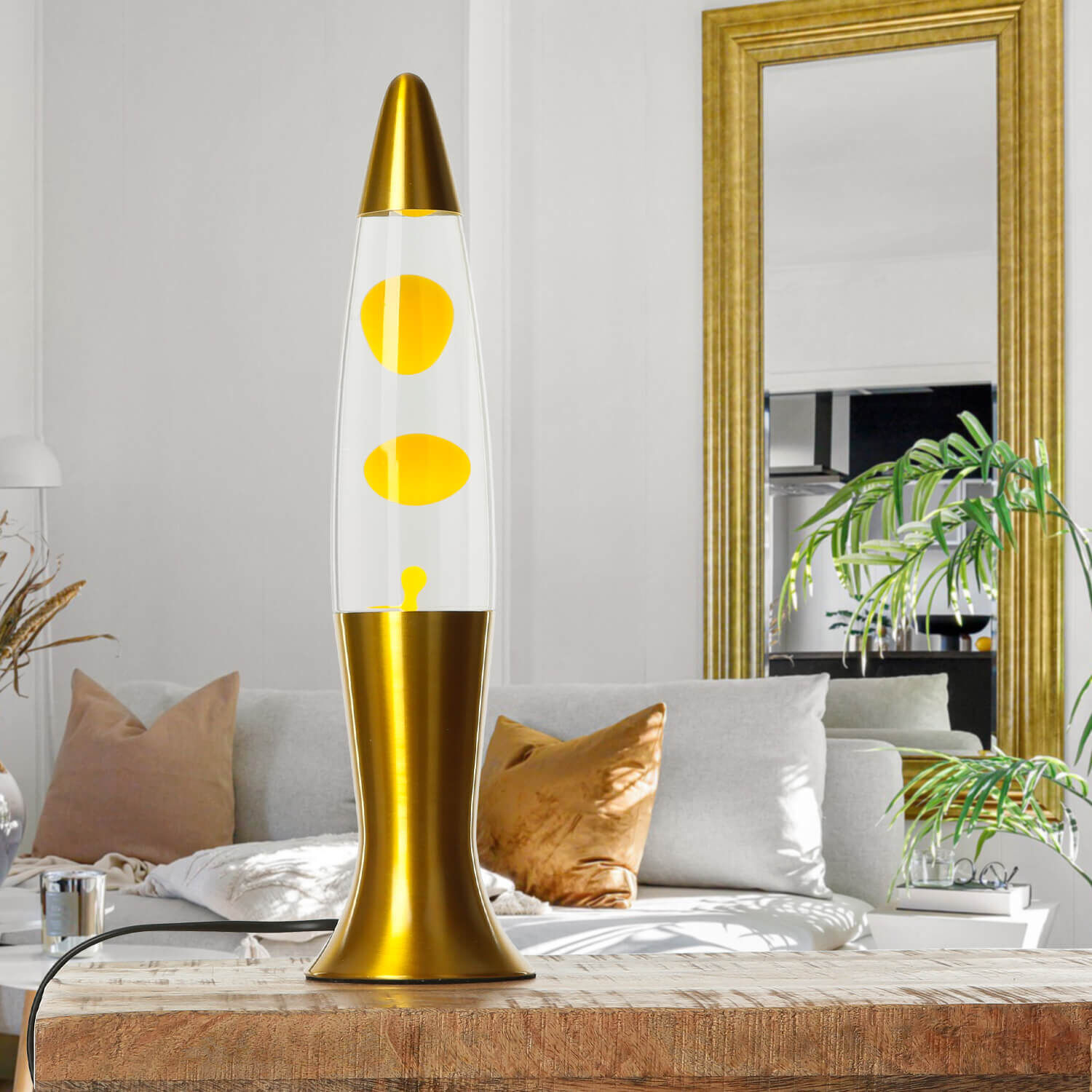 Lavalampe Gelb 40 cm Retro Design Wohnzimmer ROXY