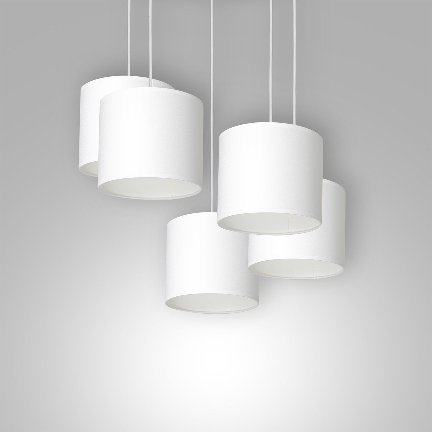 Hängelampe Weiß Stoff Metall B:58 cm 5-flmg blendarm