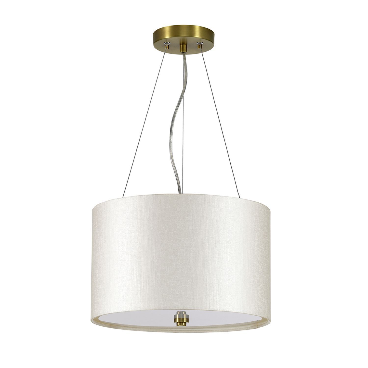 Hängeleuchte Stoff Ø36cm in Creme Messing antik Lampe, Deckenleuchte, Kronleuchter