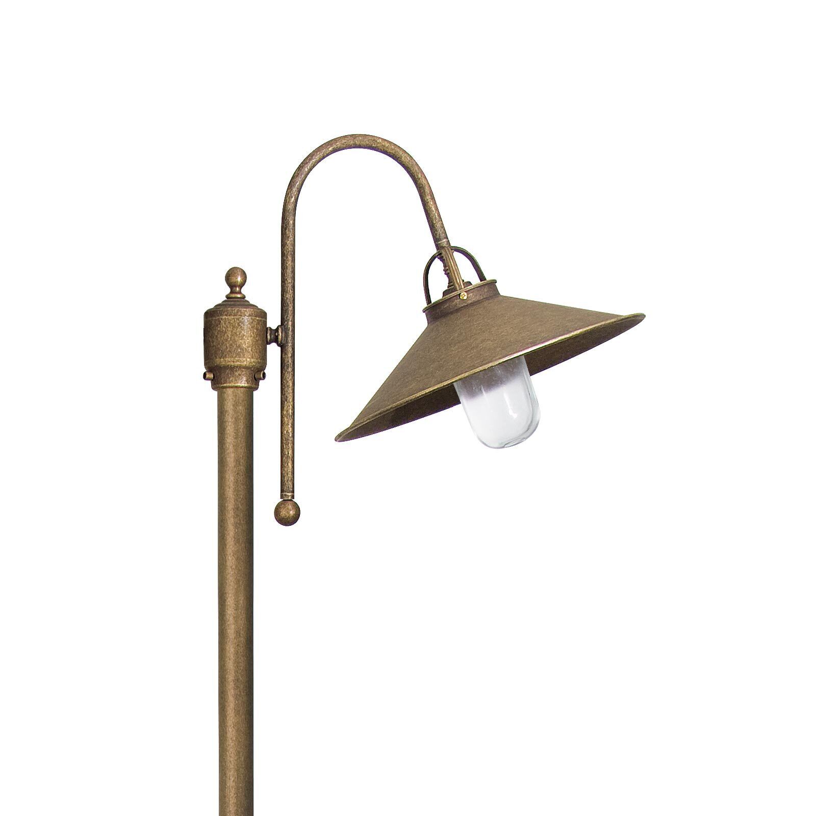 Maritime Wegeleuchte Messing Glas IP44 210 cm hoch E27