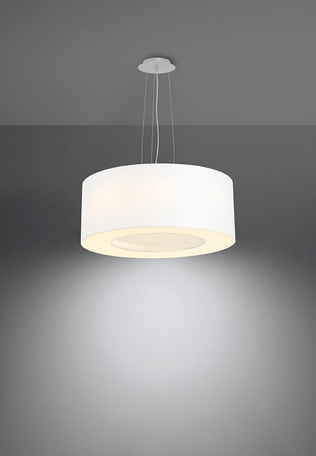 Pendelleuchte Weiß Stoff Modern rund Ø 50 cm 5x E27