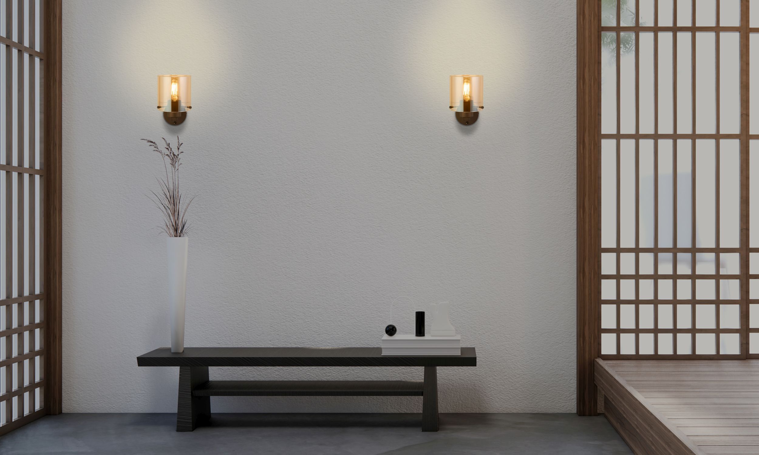 Wandlampe Metall Glas Mokka Bernstein E27 mit Schalter