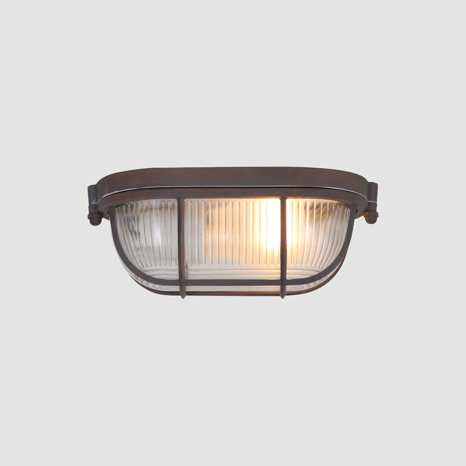 Deckenlampe Riffelglas Metall Braun L:21 cm Industrie