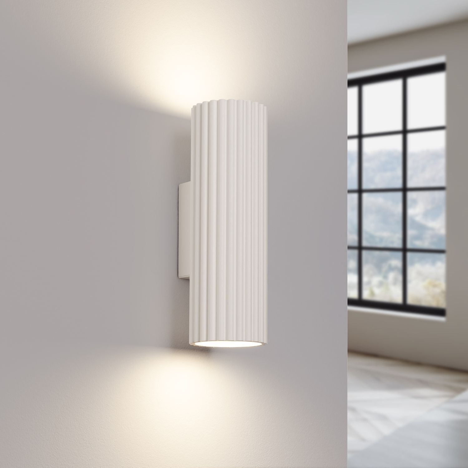 Wandlampe indirekt 2x GU10 H: 20 cm Creme Modern