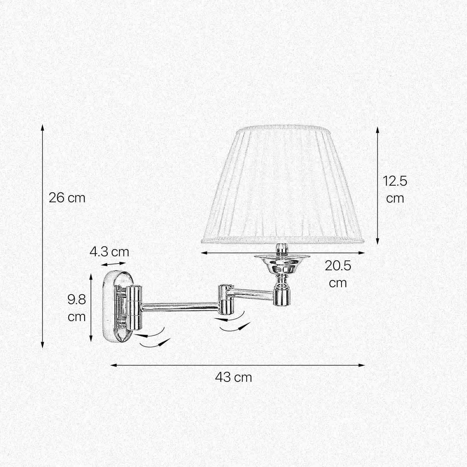 Wandleuchte Schlafzimmer Messing Stoff schwenkbar E14 Lampe, Diagramm, Handlung