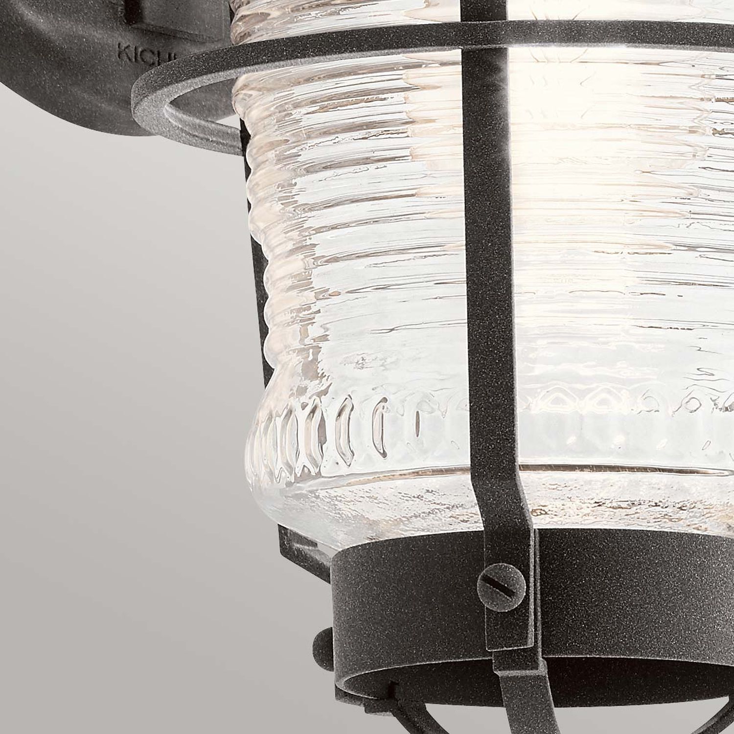 Wandleuchte außen Alu Glas H: 36,8 cm IP44 E27 Vintage Hängeleuchte, Glasschirm, Metallrahmen, Kabelhalter, Verschlussriemen