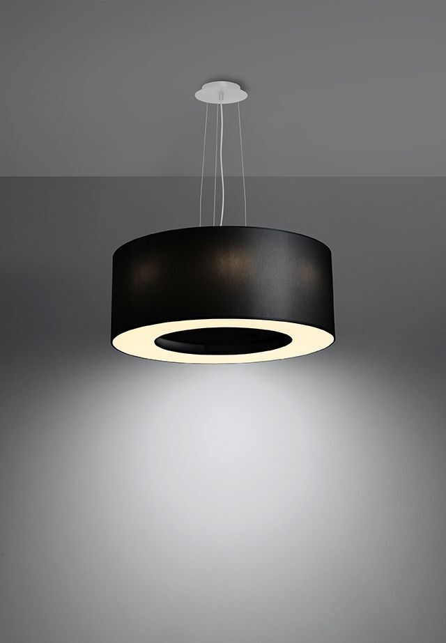 Hängelampe rund Ø 50 cm Schwarz Stoff Modern SANNY