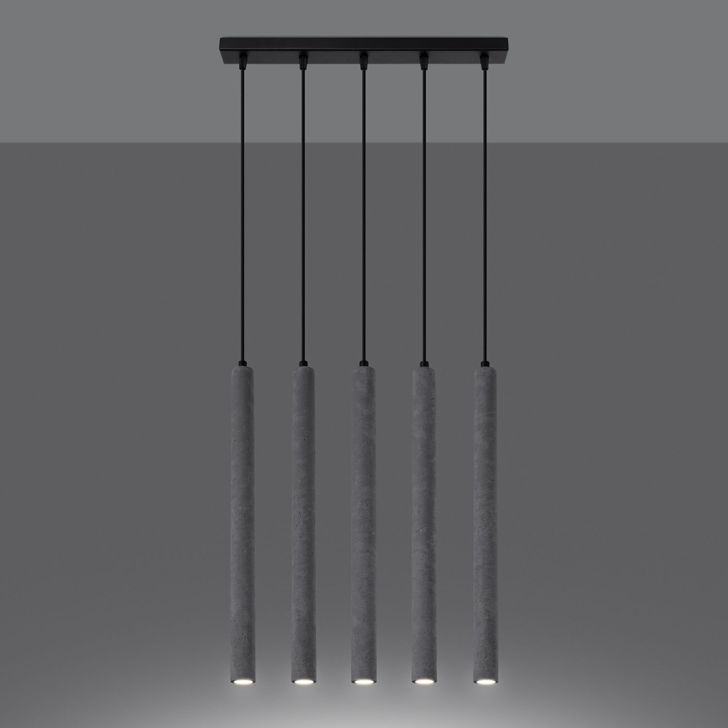 Hängelampe Beton Grau G9 5-flammig 45 cm lang Esstisch pendant lighting, hängendes Licht, beton zylinder, 5-licht, moderne Leuchte