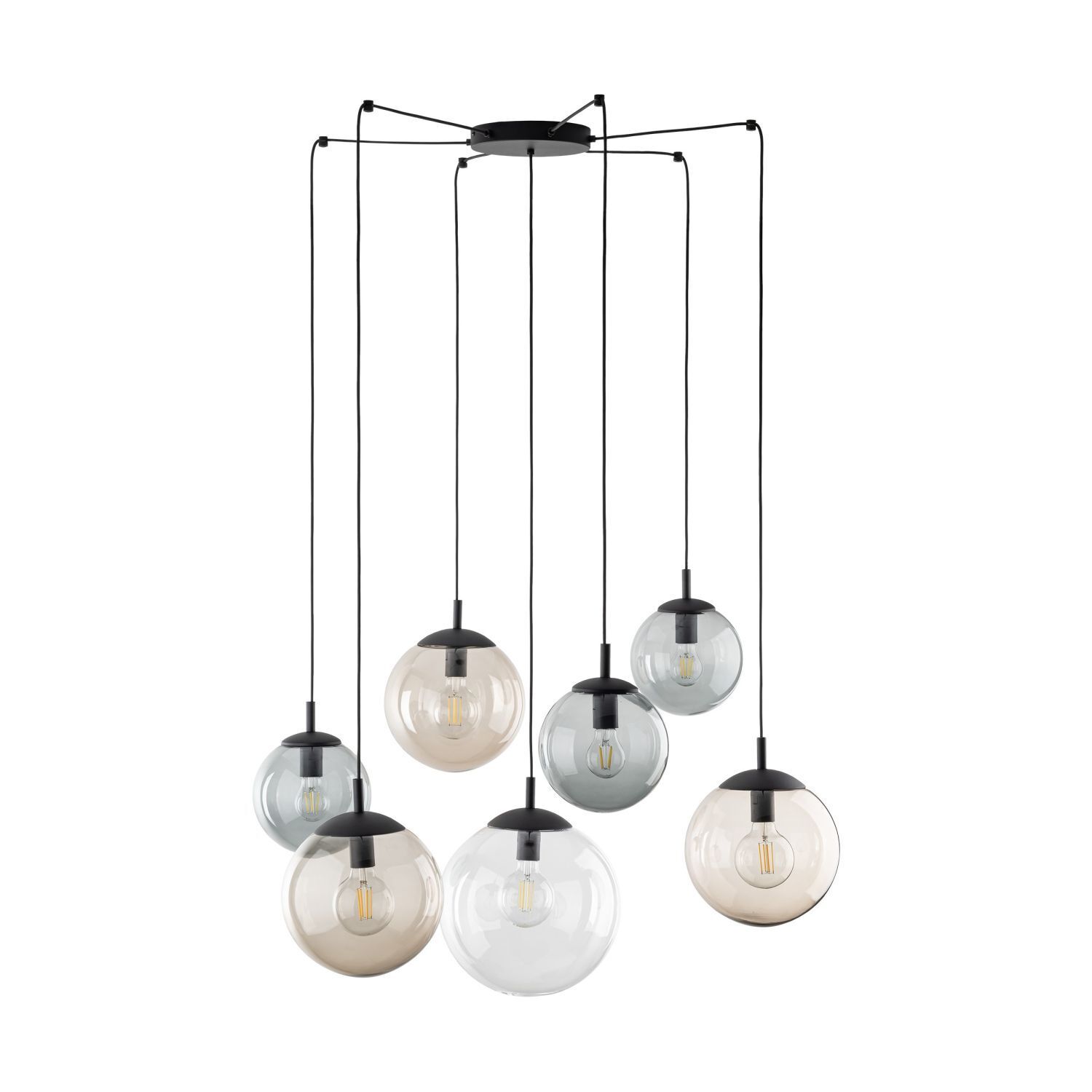Hängeleuchte verstellbar B: max. 4 m Rauchglas 7x E27