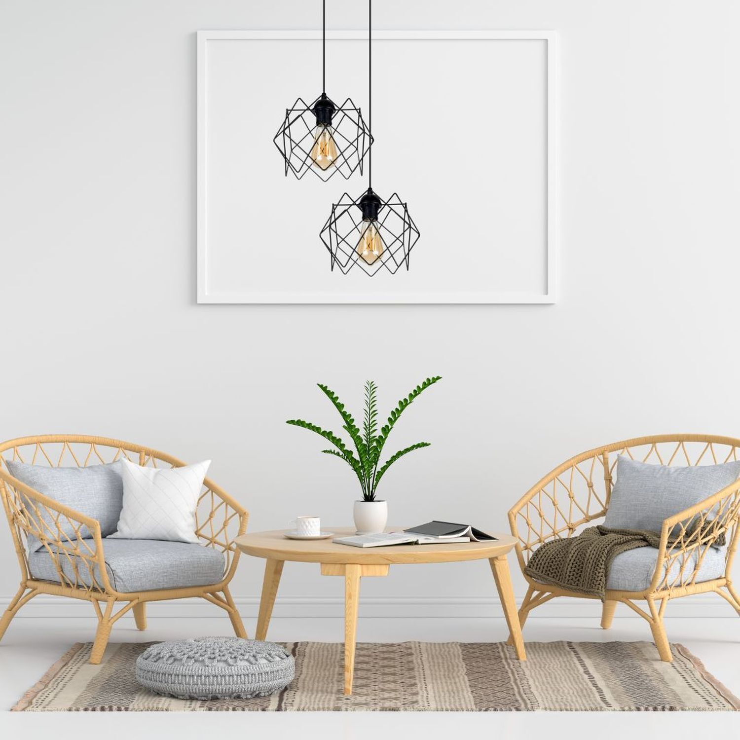 Loft Hängeleuchte Schwarz Metall B:20 cm E27 dekorativ