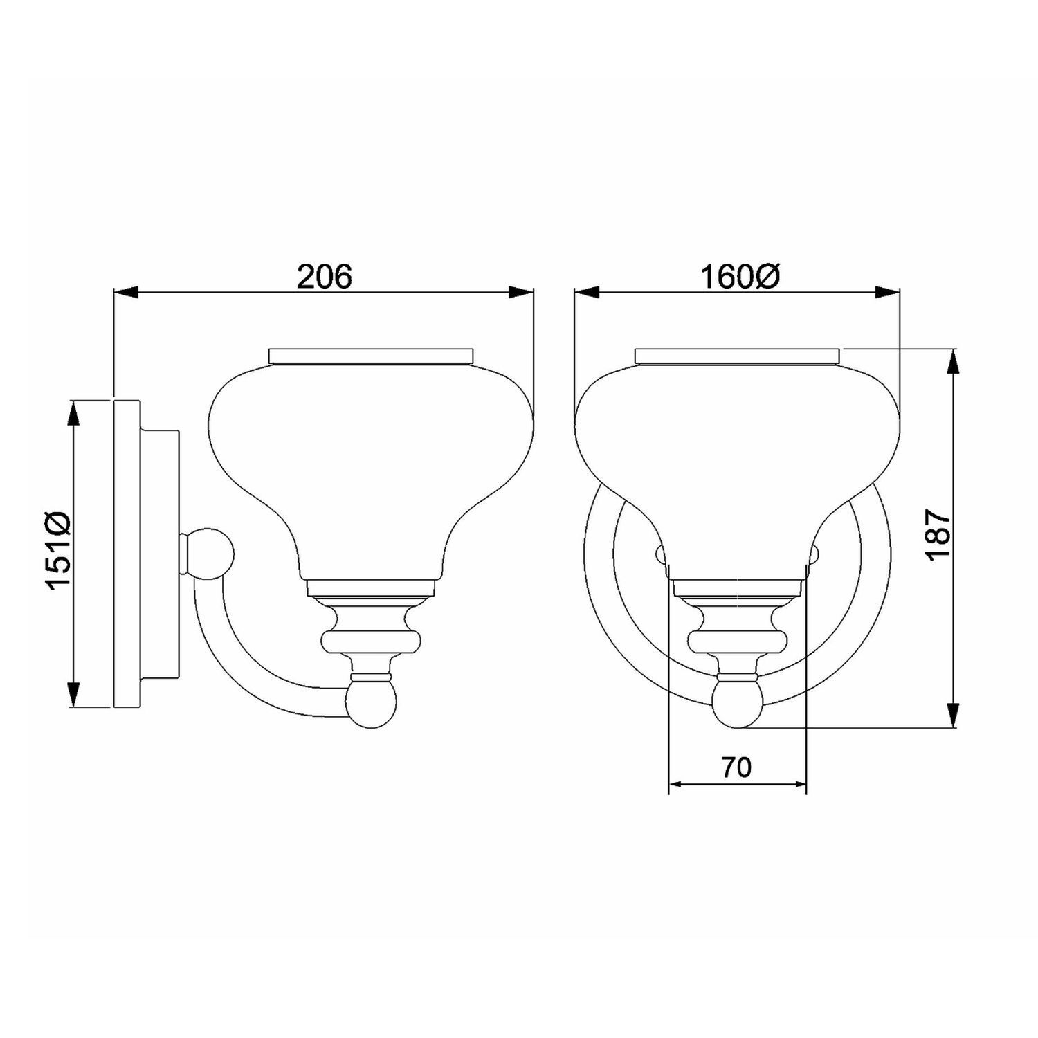 Badezimmerleuchte Metall Glas H: 19,1 cm IP44 mit G9 LED