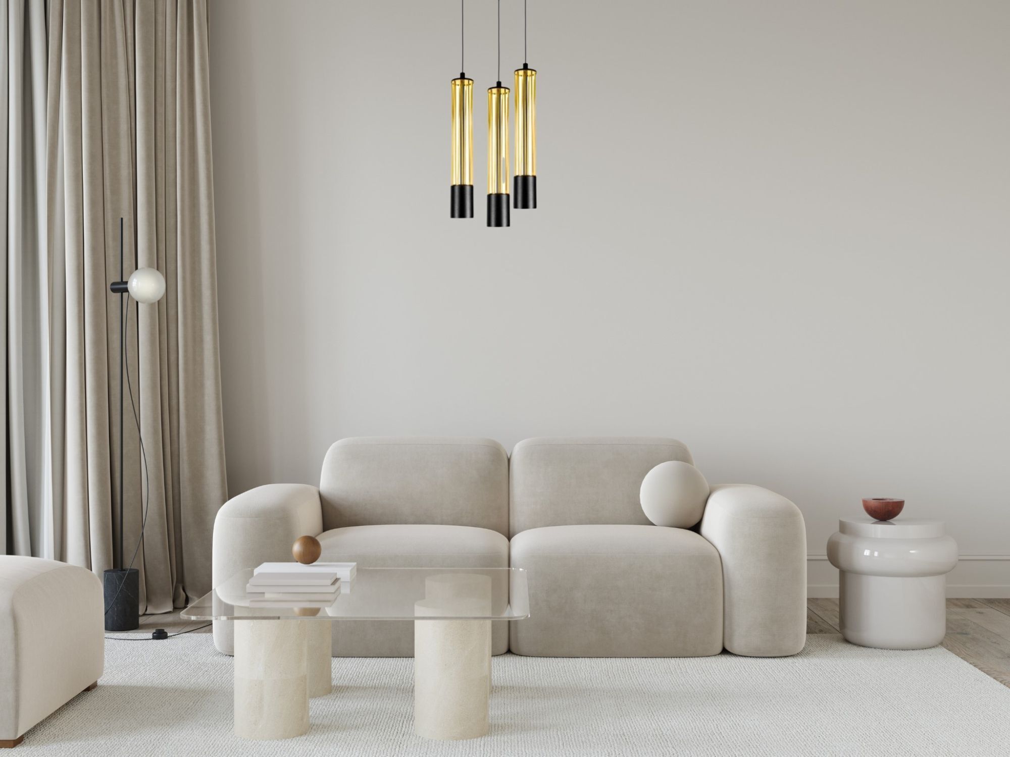 Hängeleuchte Metall GU10 Ø35 cm Schwarz Gold 3-flammig Moebel, Wohnzimmer, Zimmer, Couch, Lampe