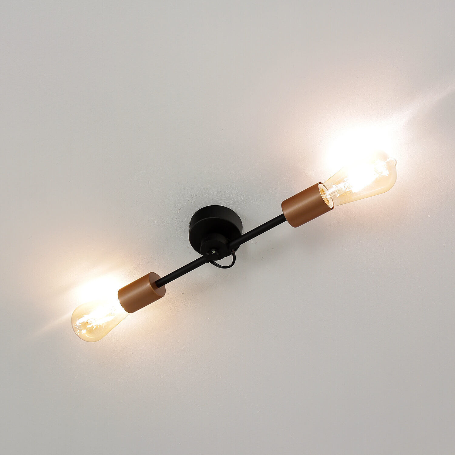 Vintage Deckenlampe Wohnzimmer Schwarz 2xE27 STICKS Deckenlampe, Wandlampe, E27, Industrial, Zweiflammig