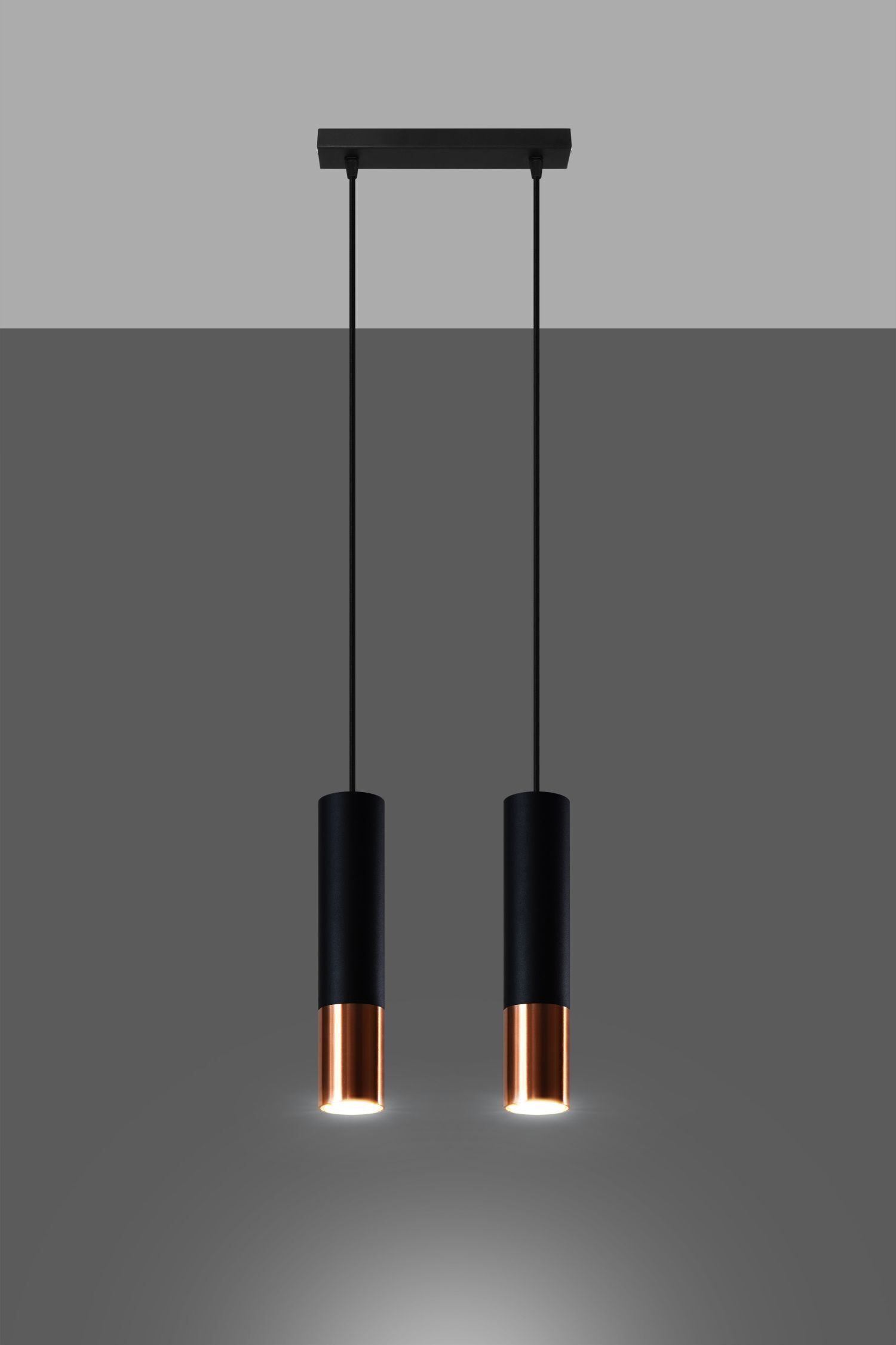 Pendelleuchte Metall 2-flammig GU10 Schwarz Kupfer EDYTH