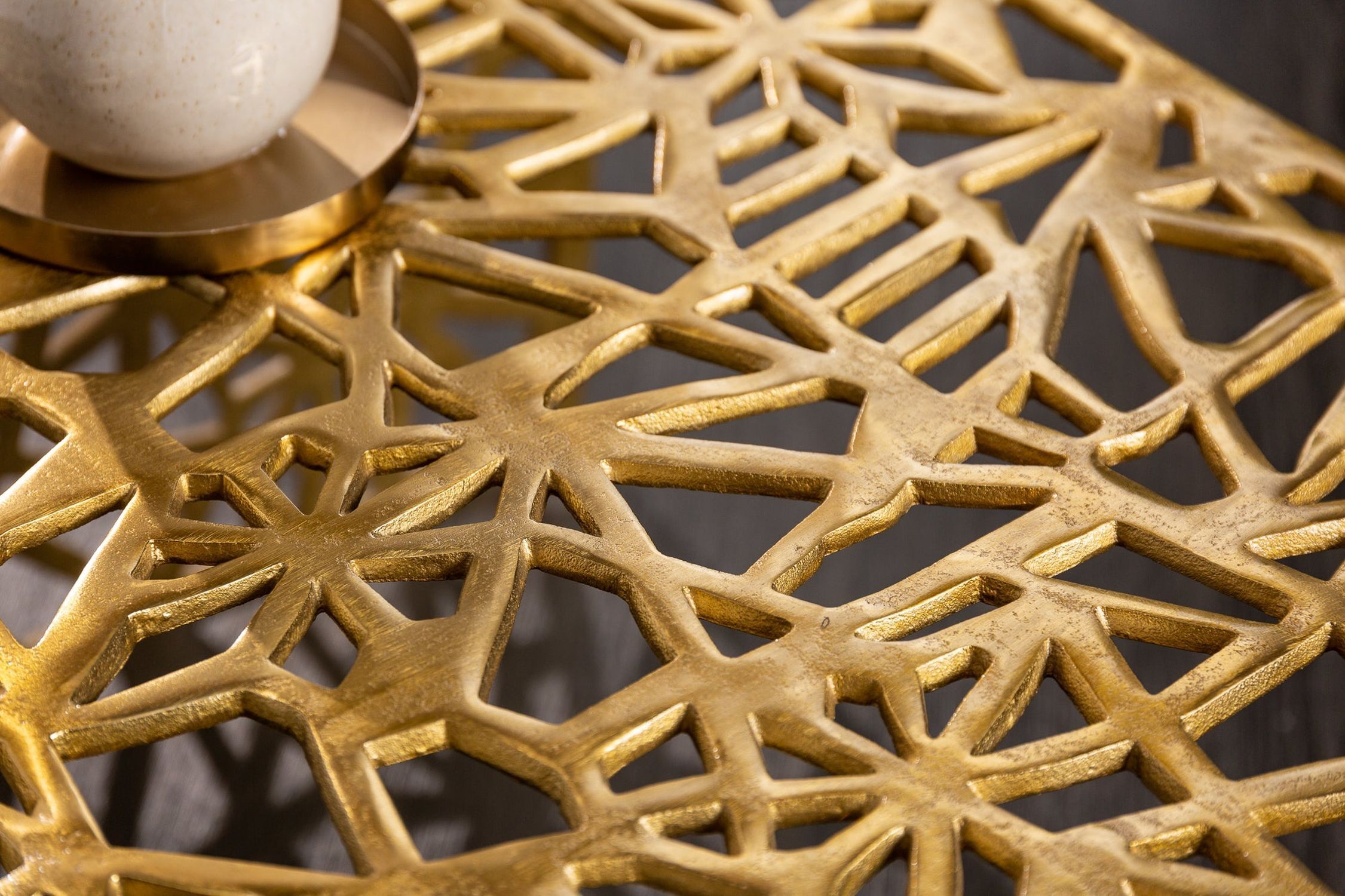 Couchtisch Metall in Gold 60 x 60 cm Handarbeit Gold, Maschine, Rad