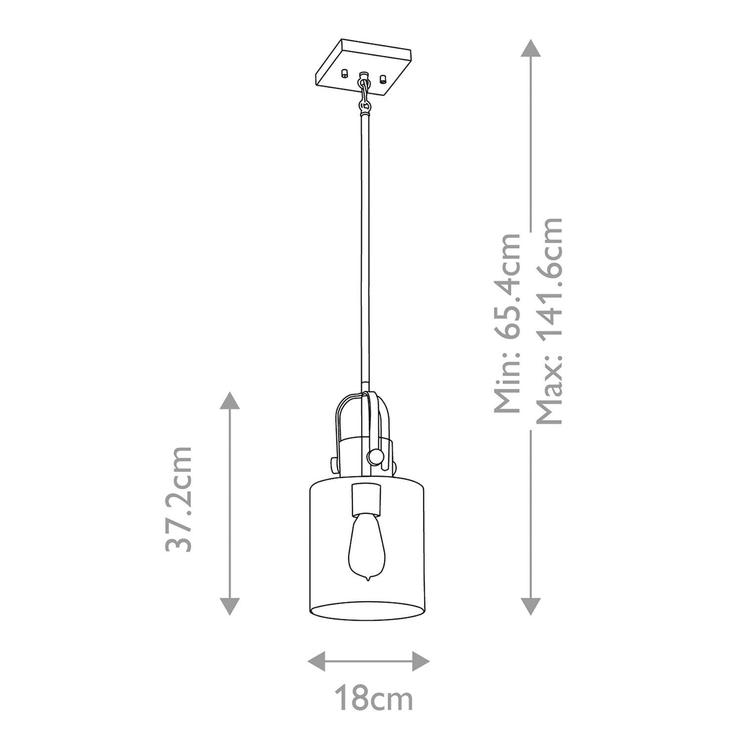 Hängeleuchte Glas 18 cm breit H: max. 141,6 cm verstellbar