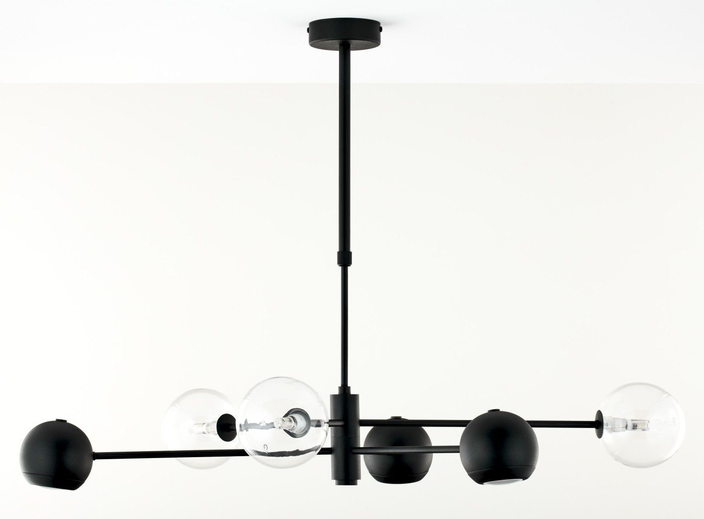 Schwarze Deckenleuchte Metall Glas 94 cm lang G9 GU10