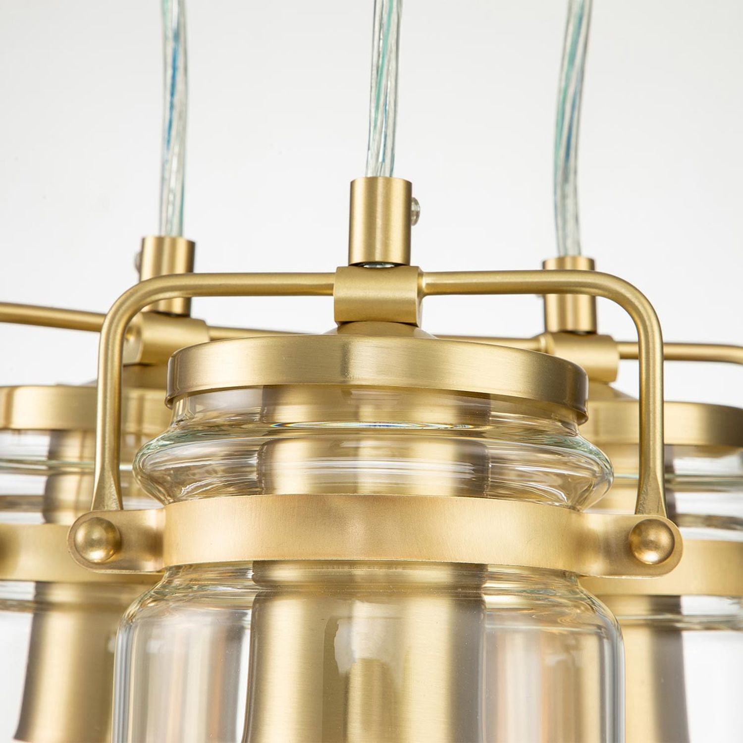 Chandelier, Gold, Glass, Pendant, Industrial