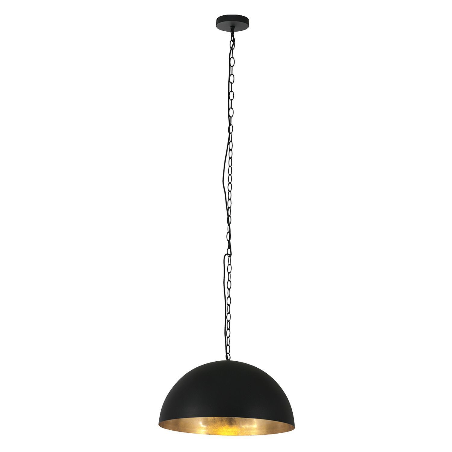 Runde Hängelampe Metall in Schwarz Gold 50 cm Modern