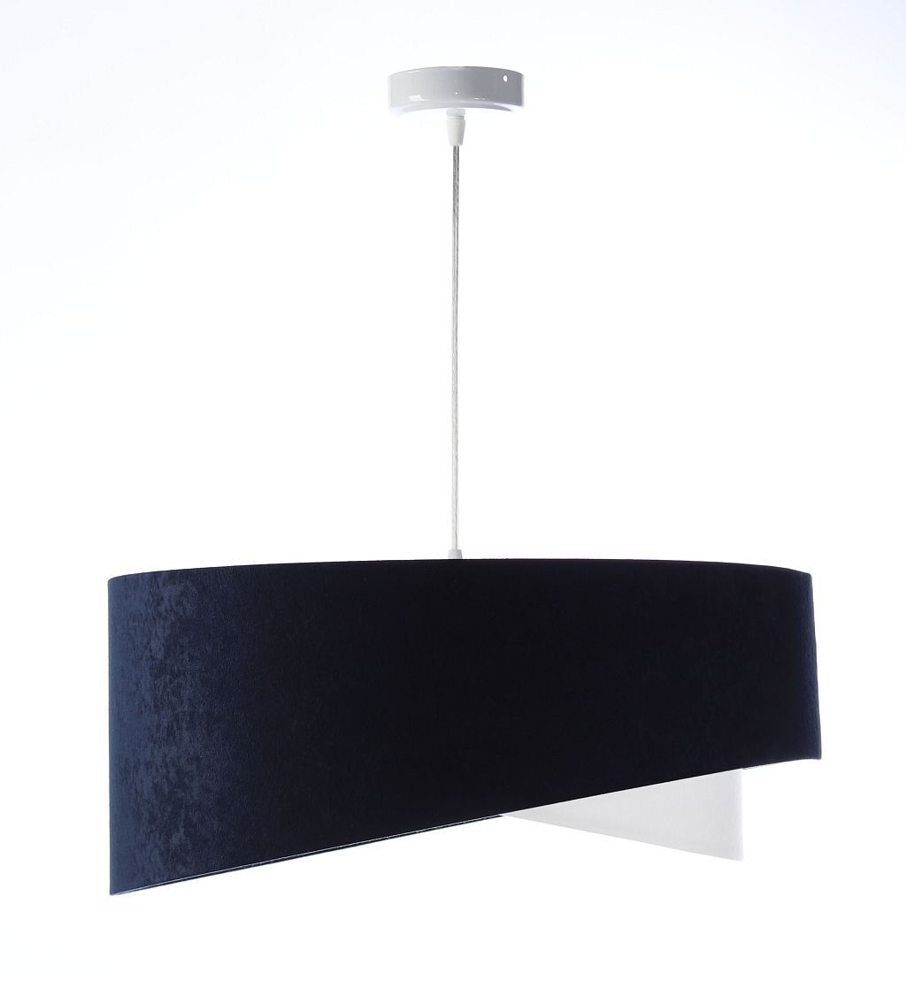 Pendelleuchte Stoff Blau Weiß Gold E27 rund D: 50 cm