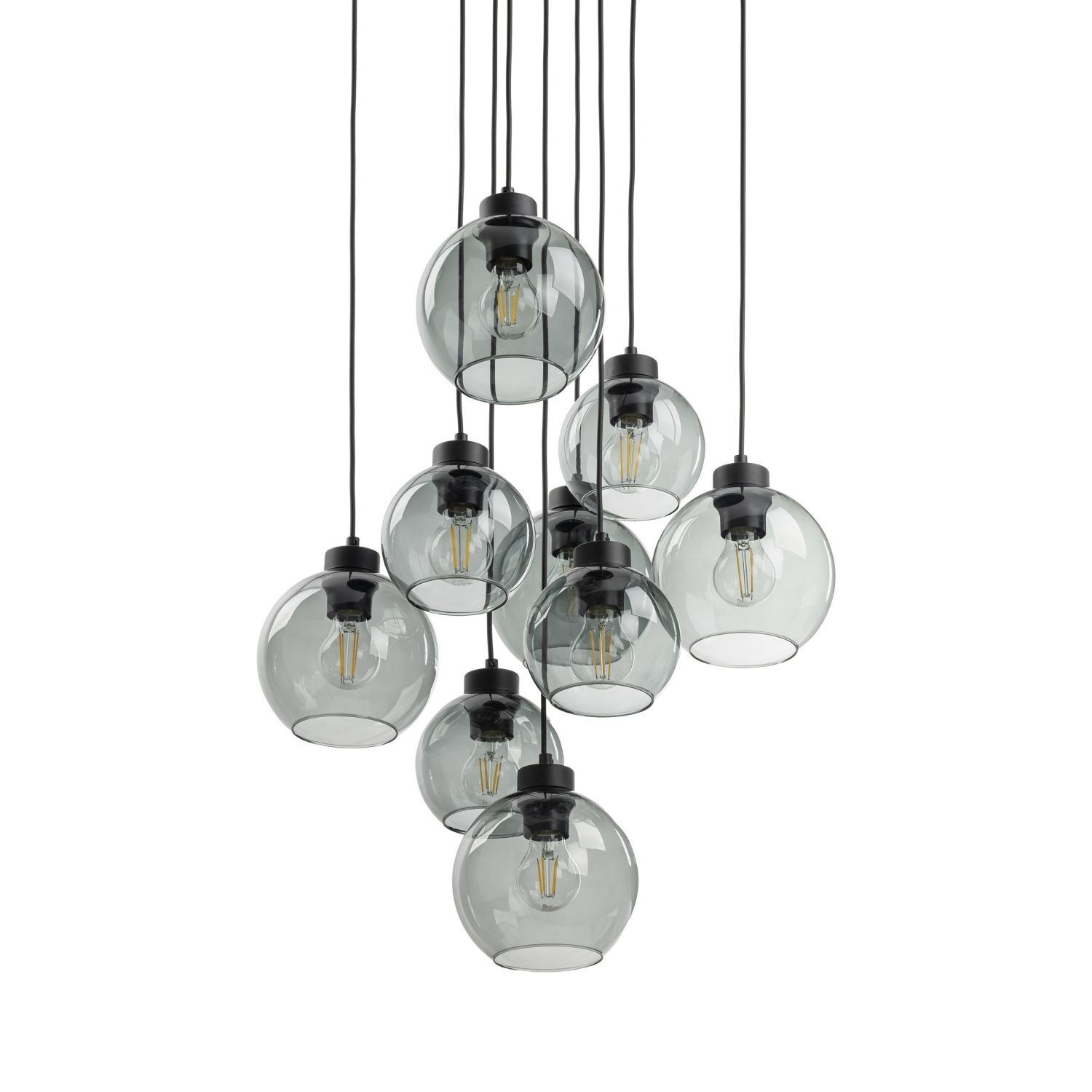 Pendelleuchte Rauchglas Metall H: max. 140 cm 9x E27