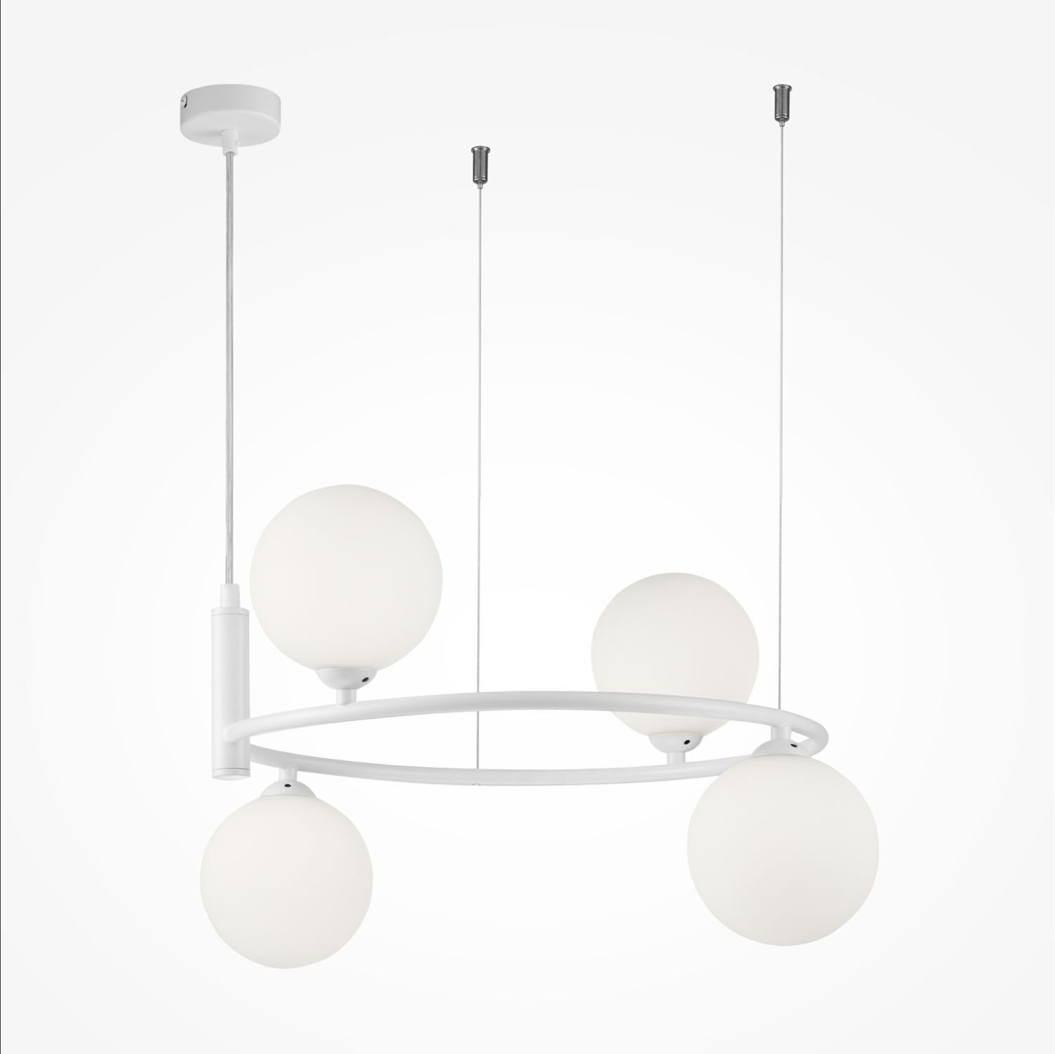 Hängeleuchte Metall Glas B: 39 cm H: max. 184 cm Weiß