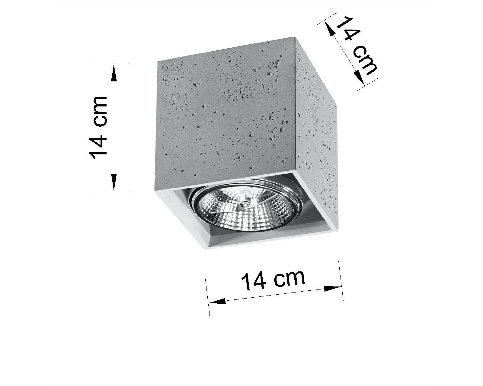 Eckiger Deckenspot Beton GU10 klein Wohnzimmer Flur
