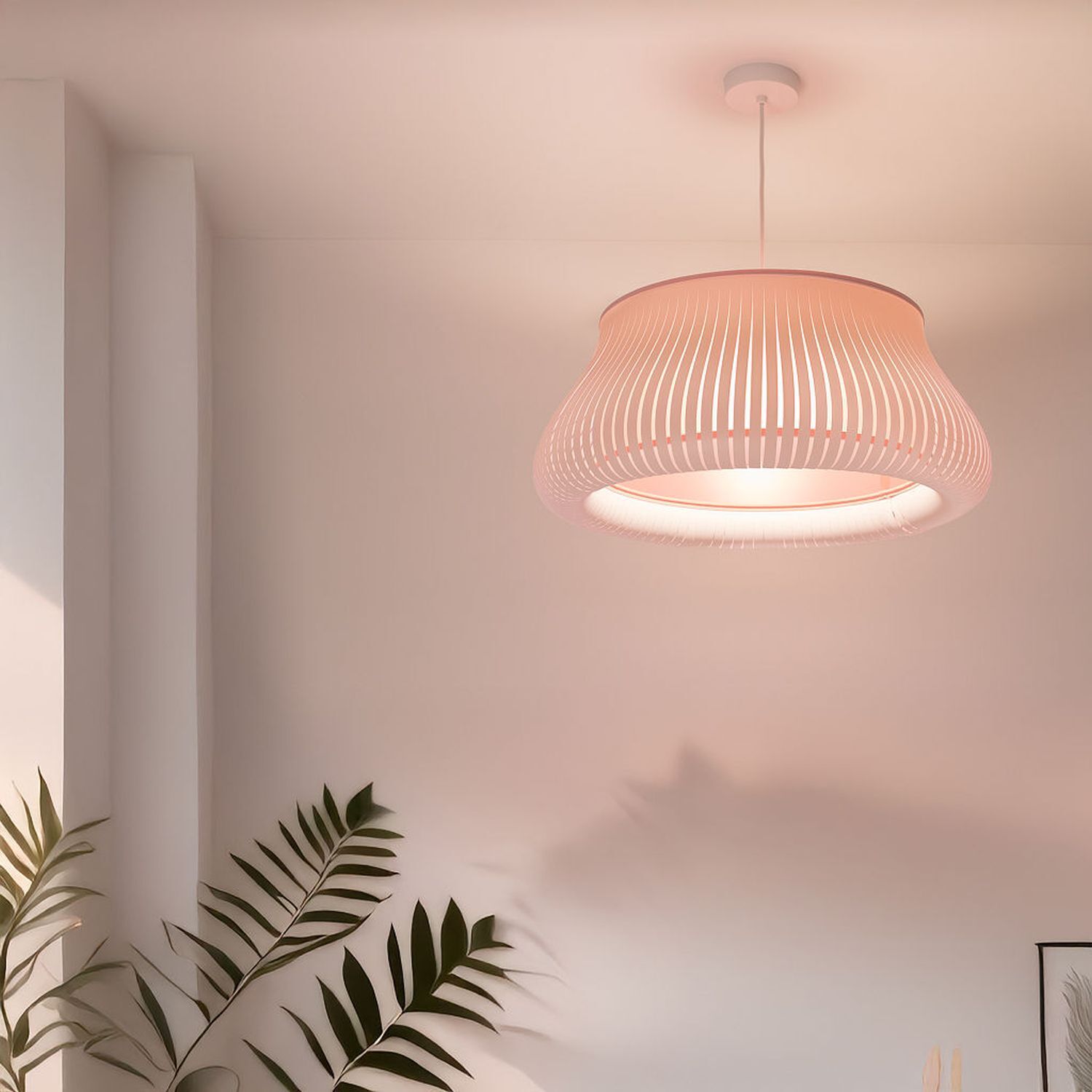 Hängelampe Weiß Rosa blendarm E27 Ø30 cm rund gemütlich Deckenleuchte, Lampe