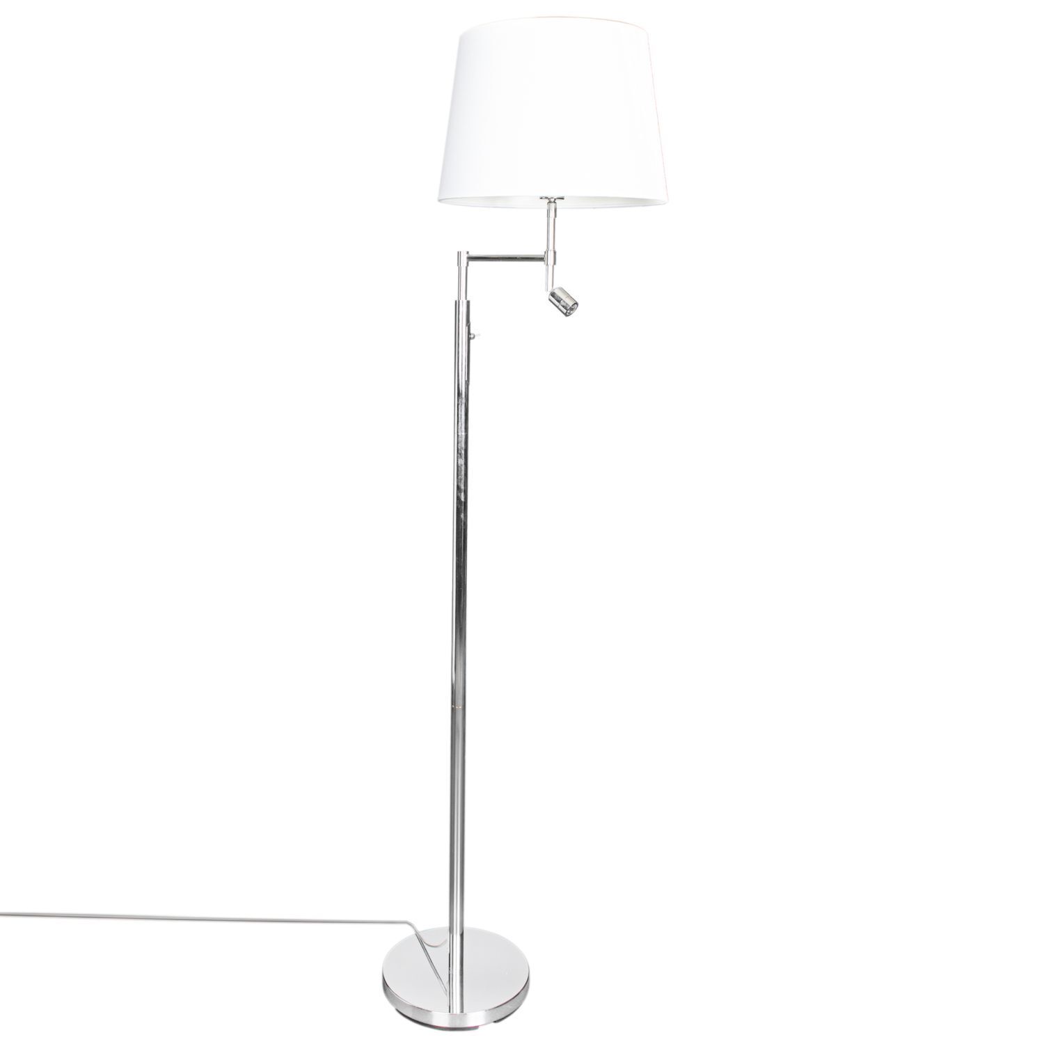 Stehleuchte, Chromstahl, Weißer Lampenschirm, Beleuchtungsständer, LED-Lampe