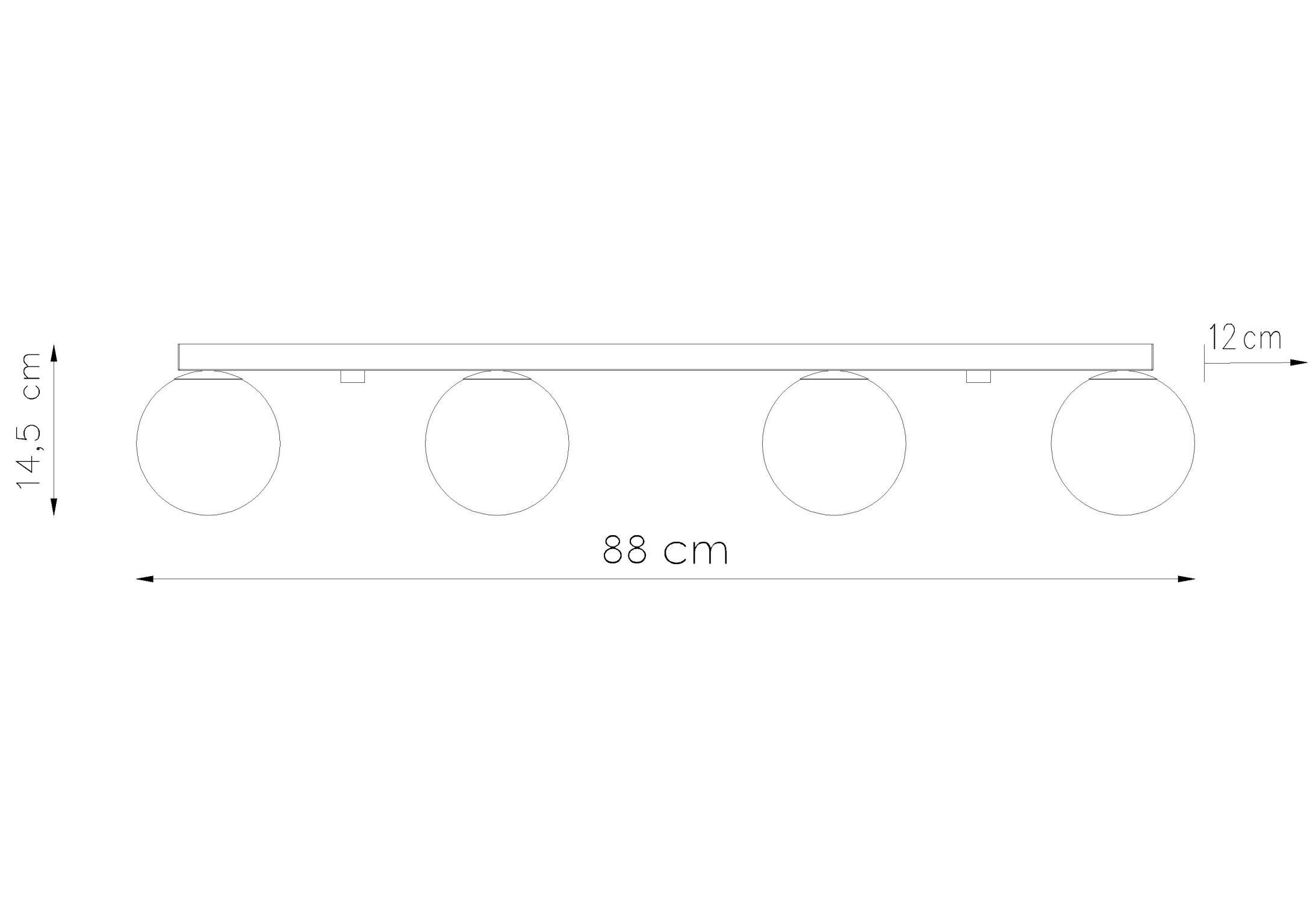Deckenleuchte Weiß 88 cm lang Glas Metall 4-flammig G9