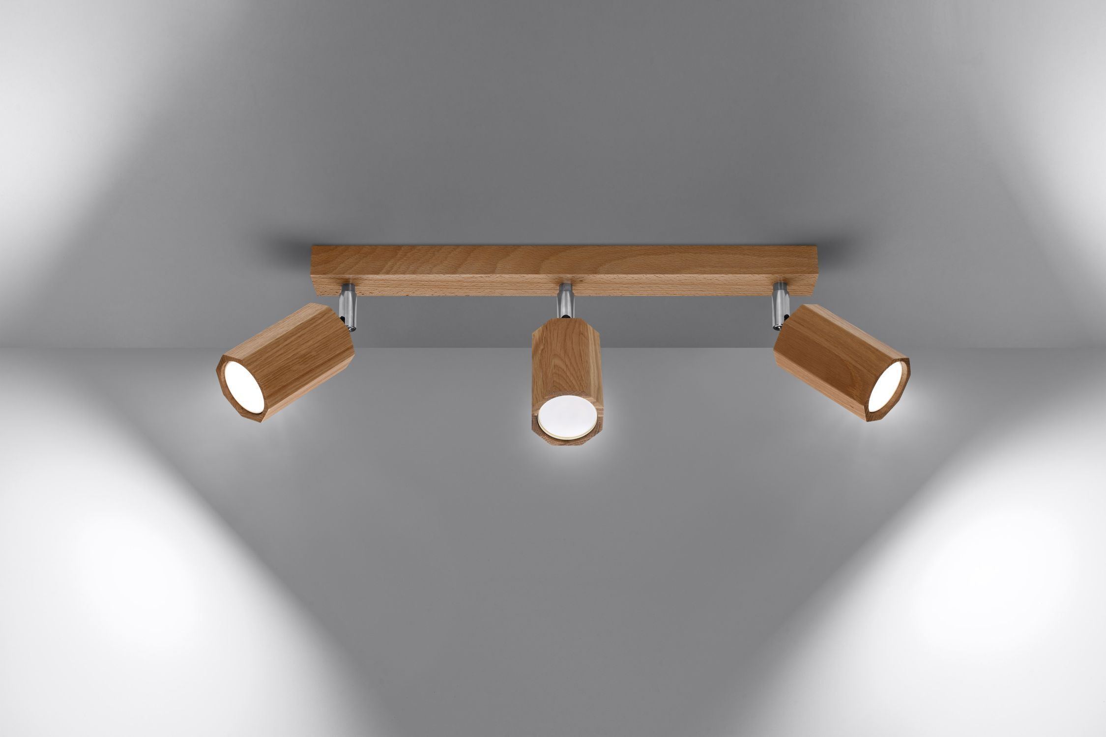Deckenstrahler 3-flammig GU10 schwenkbar B: 45 cm Holz