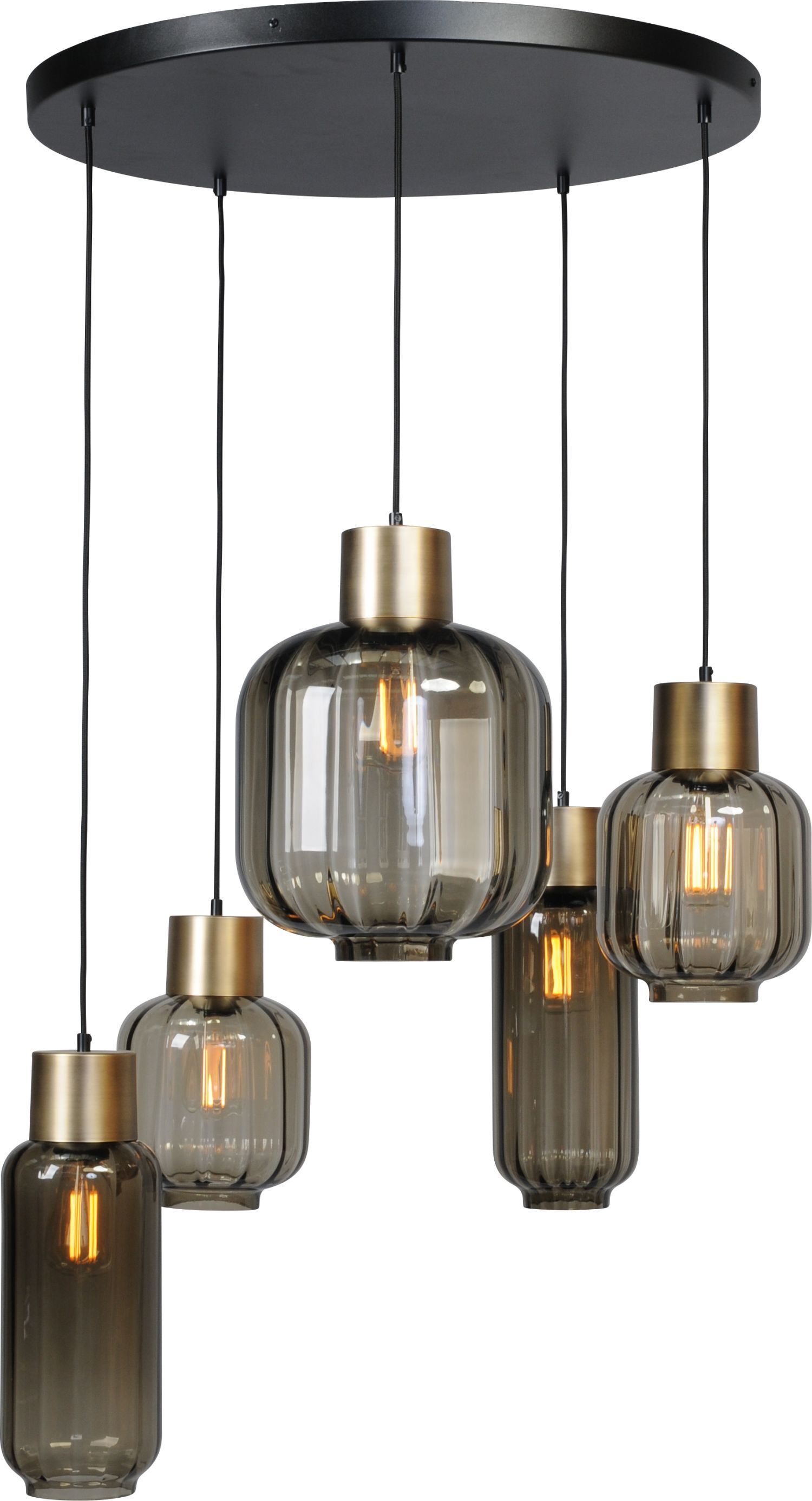 Hängeleuchte Glas Metall Schwarz Gold Esszimmer