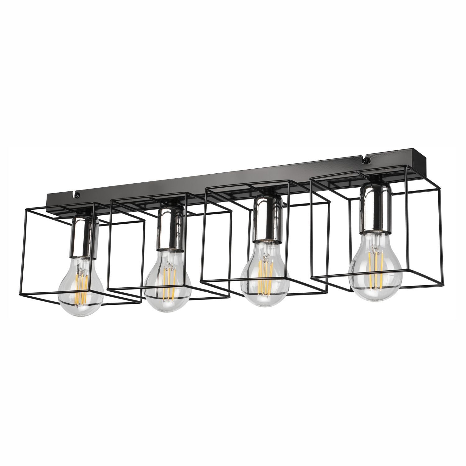 Deckenleuchte Schwarz Chrom Metall 61 cm lang 4-flammig E27
