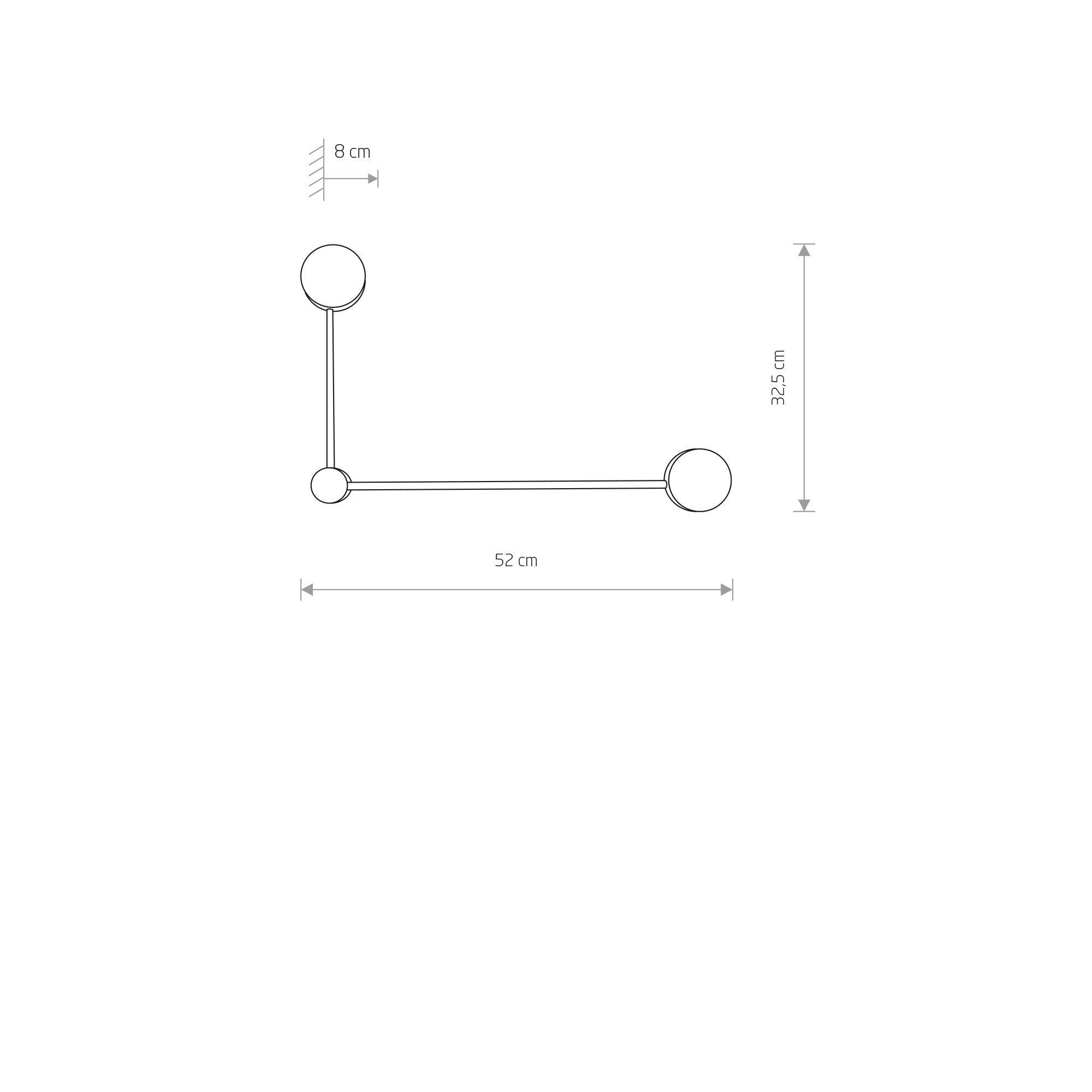 Hakenleiste, Wandhalterung, Metallstab, Gelenkarm, 32,5 cm Breite
