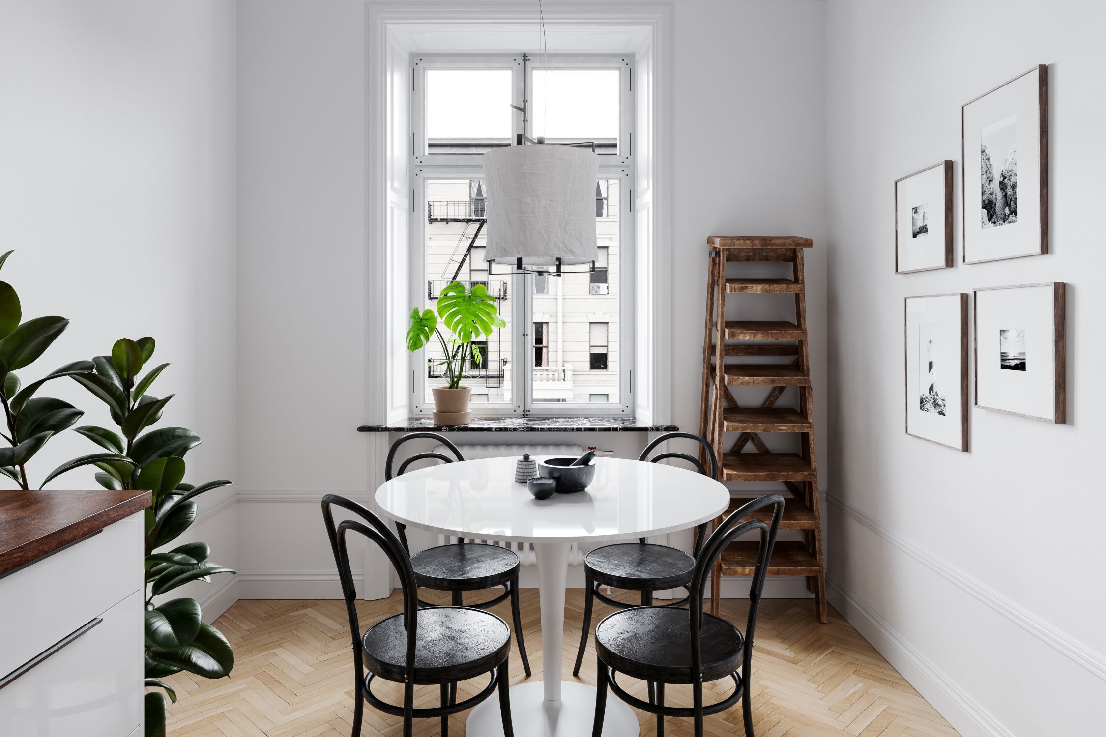 Hängelampe Stoffschirm B: 35cm H: max. 120cm E27 Schwarz Weiß esstisch, runde tischplatte, stuhlset, wohnzimmer deko, fensterbank pflanze