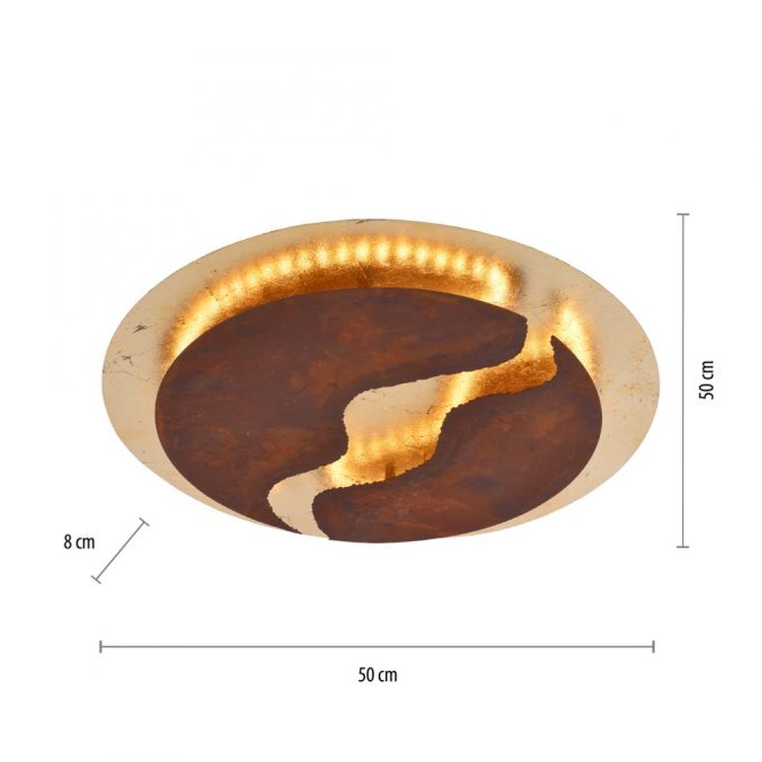 LED Deckenleuchte dimmbar Rostbraun Gold Ø50 cm 3000 K LED Deckenleuchte dimmbar Rostbraun Gold Ø50 cm 3000 K