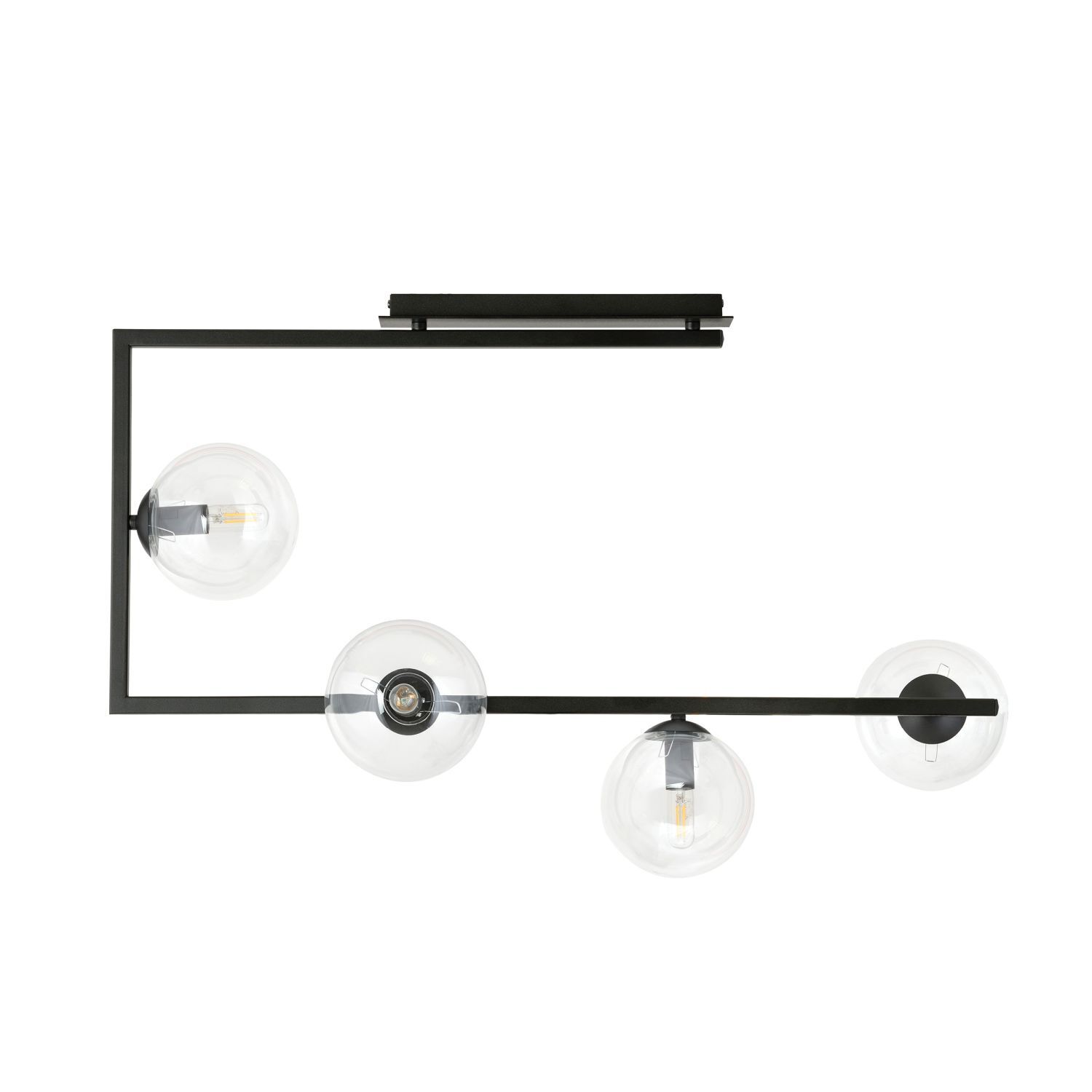 Deckenlampe Glas Metall 83 cm lang Schwarz E14 4-flammig