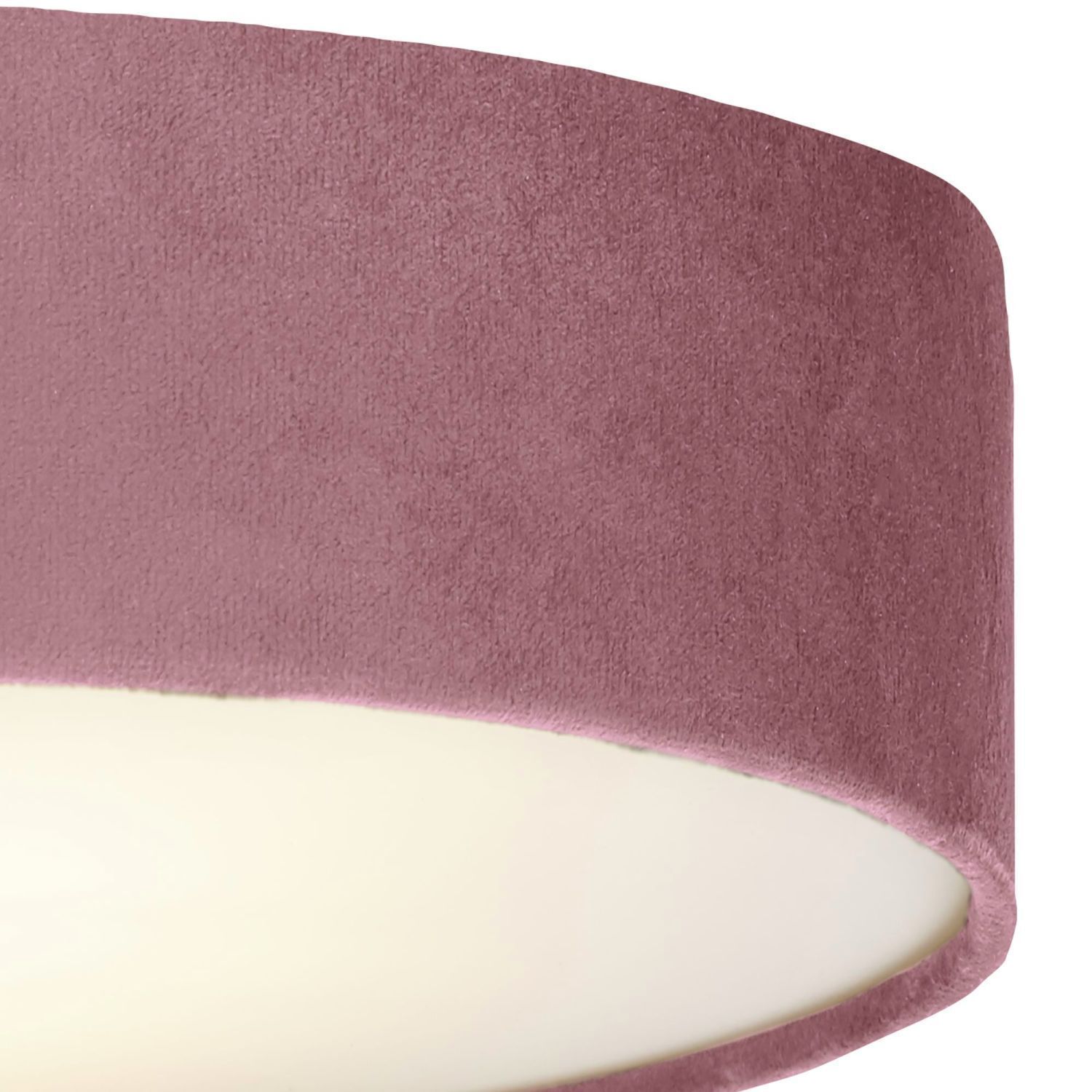Deckenlampe Stoff Samt rund Ø 38 cm H: 10 cm Rosa 2x E27 Deckenleuchte, Lampe