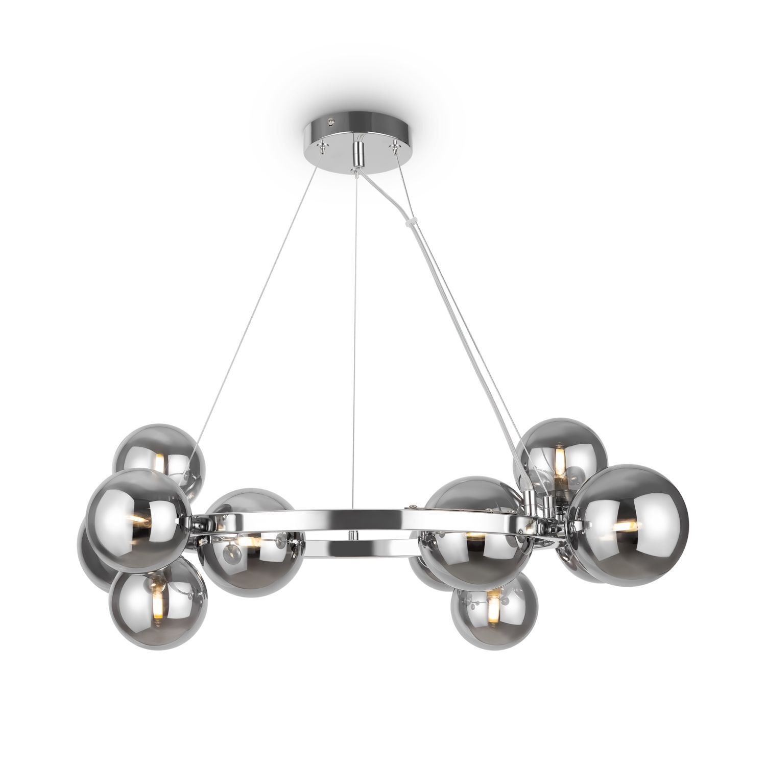 Pendelleuchte Metall Rauchglas G9 B: 67 cm Kugelschirm