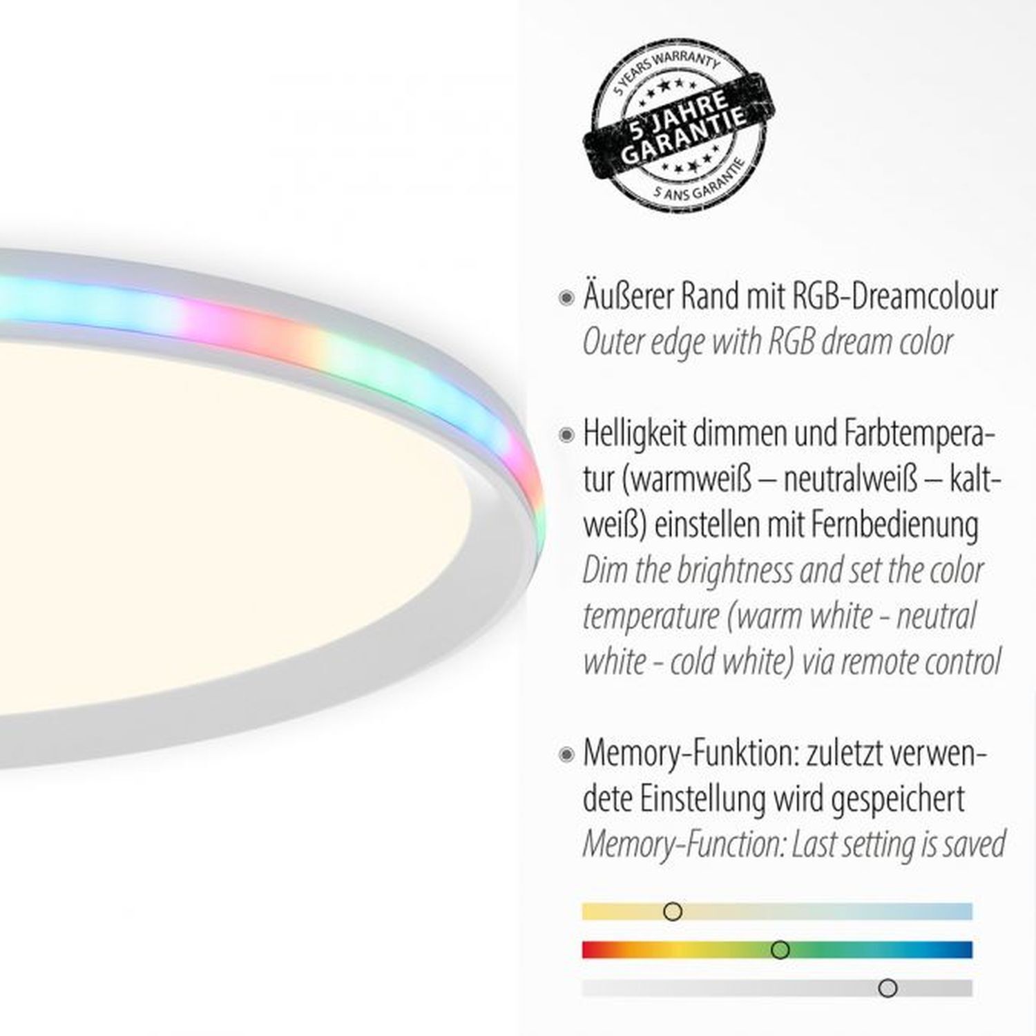 Moderne LED Deckenlampe RGB Licht Ø45 cm 2800 lm 22 W