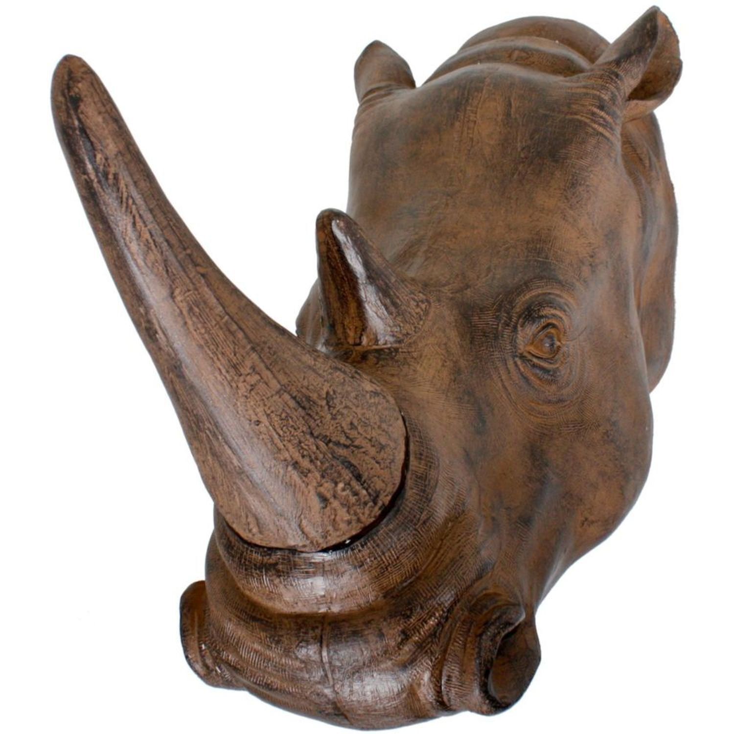 Wandskulptur Nashorn Kopf Polyresin B: 61 cm Braun künstlich Tier, Säugetier, Nashorn, Tierwelt