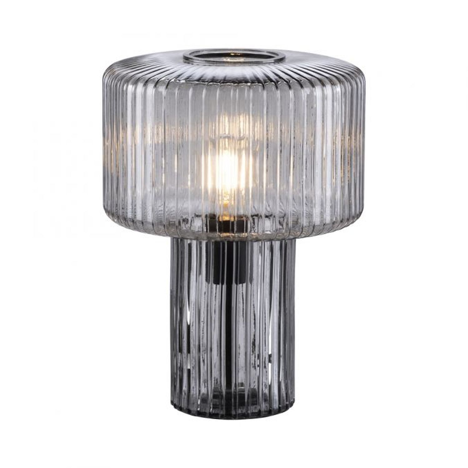 Dekorative Tischleuchte Rauchglas E27 35 cm Pilz Retro Lampe, Tischlampe