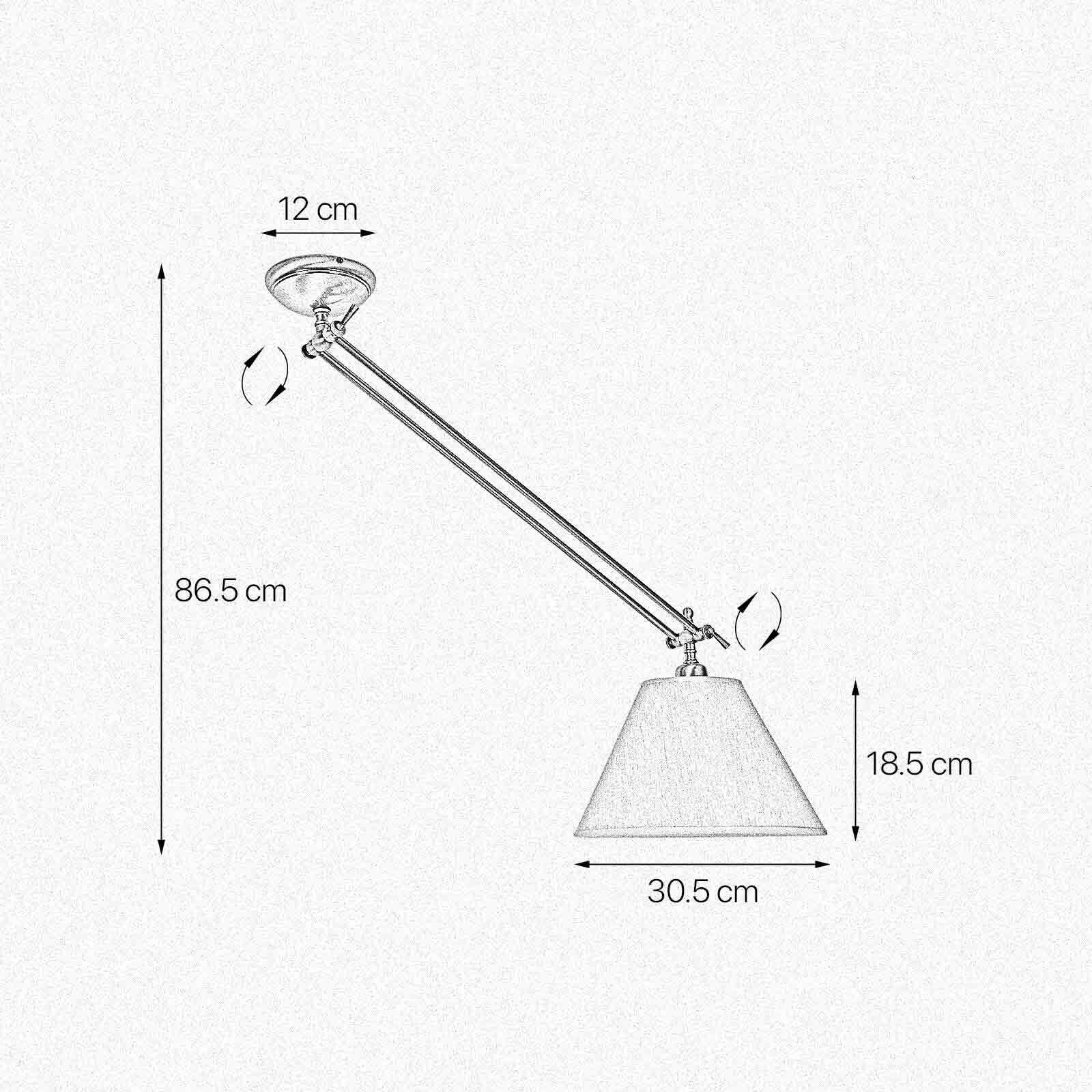 Deckenlampe verstellbar Messing Stoff in Bronze Beige E27